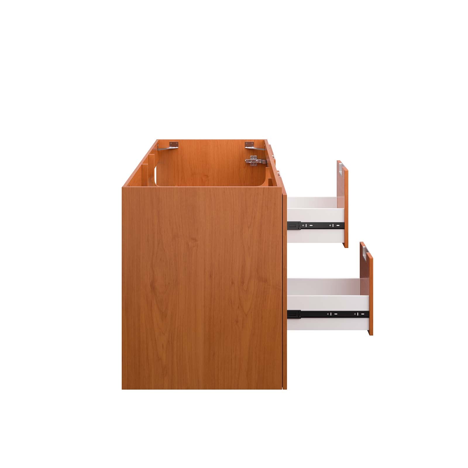 Modway Bathroom Vanity - Scenic 48" Double Wall-Mount Bathroom Vanity Cabinet Cherry Walnut
