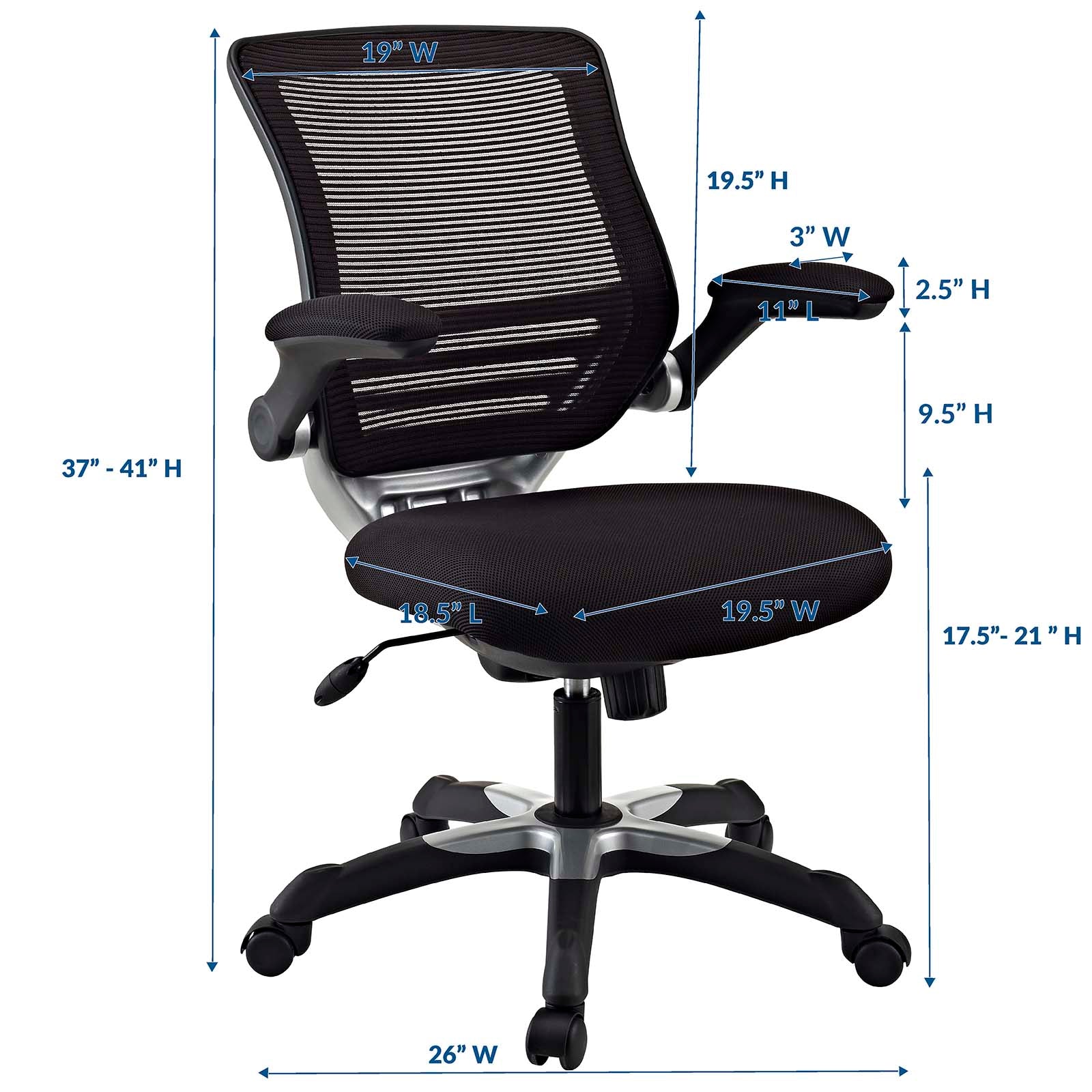 Modway Task Chairs - Edge Mesh Office Chair Black