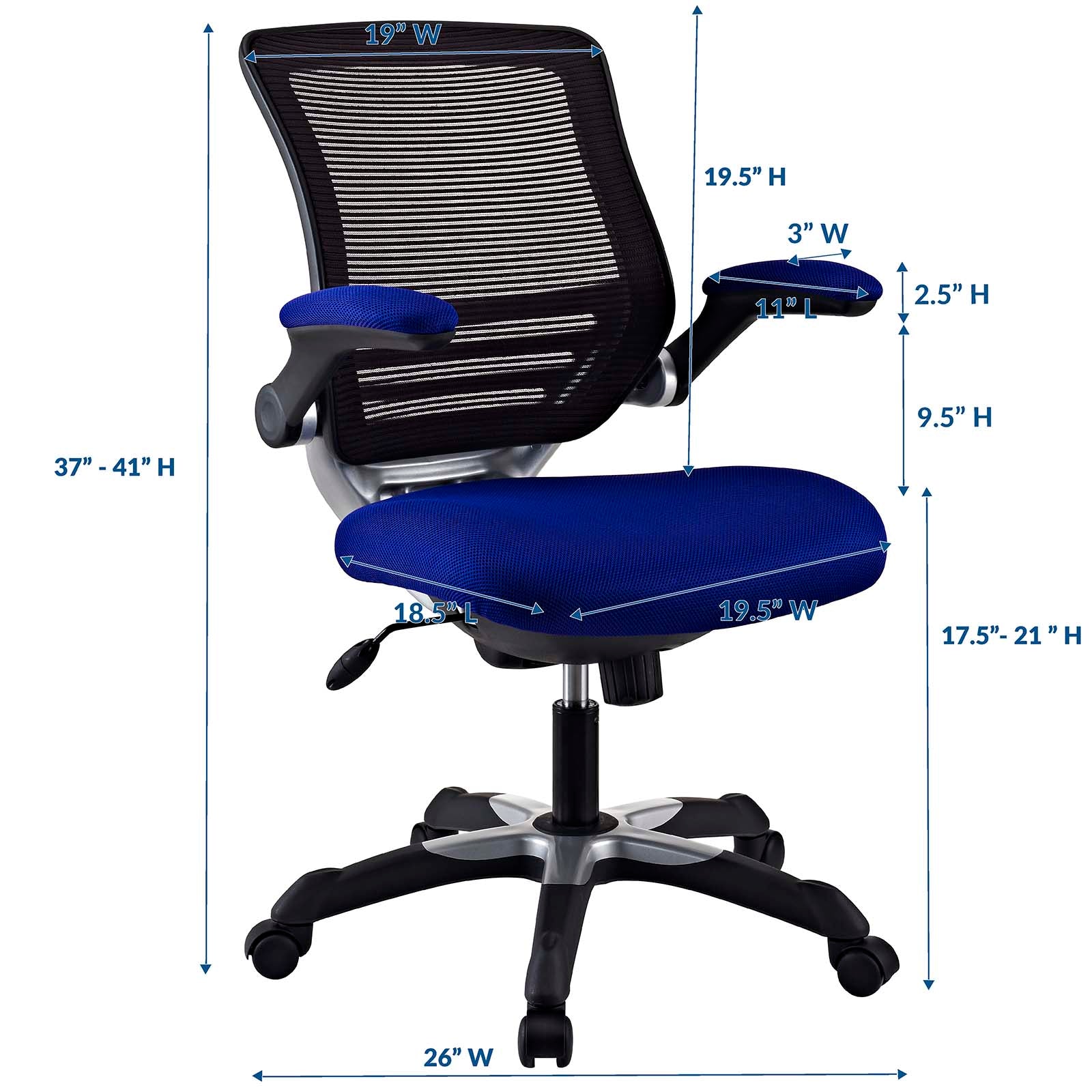 Modway Task Chairs - Edge Mesh Office Chair Blue