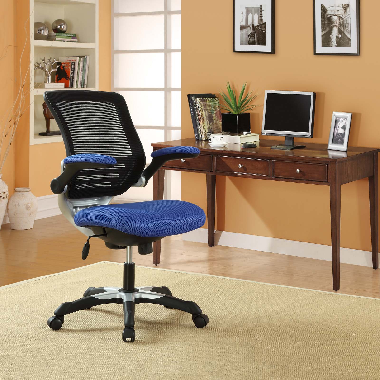 Modway Task Chairs - Edge Mesh Office Chair Blue