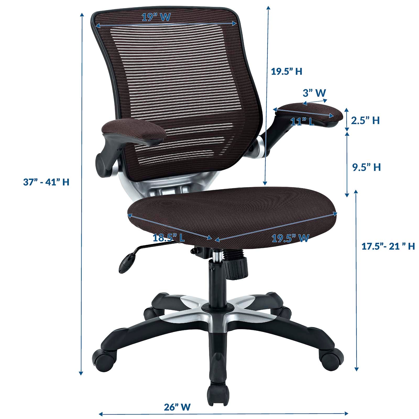 Modway Task Chairs - Edge Mesh Office Chair Brown