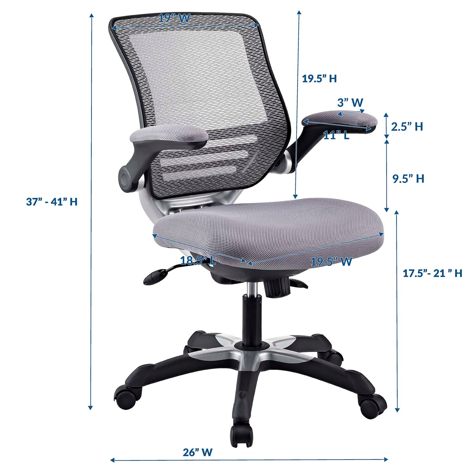 Modway Task Chairs - Edge Mesh Office Chair Gray