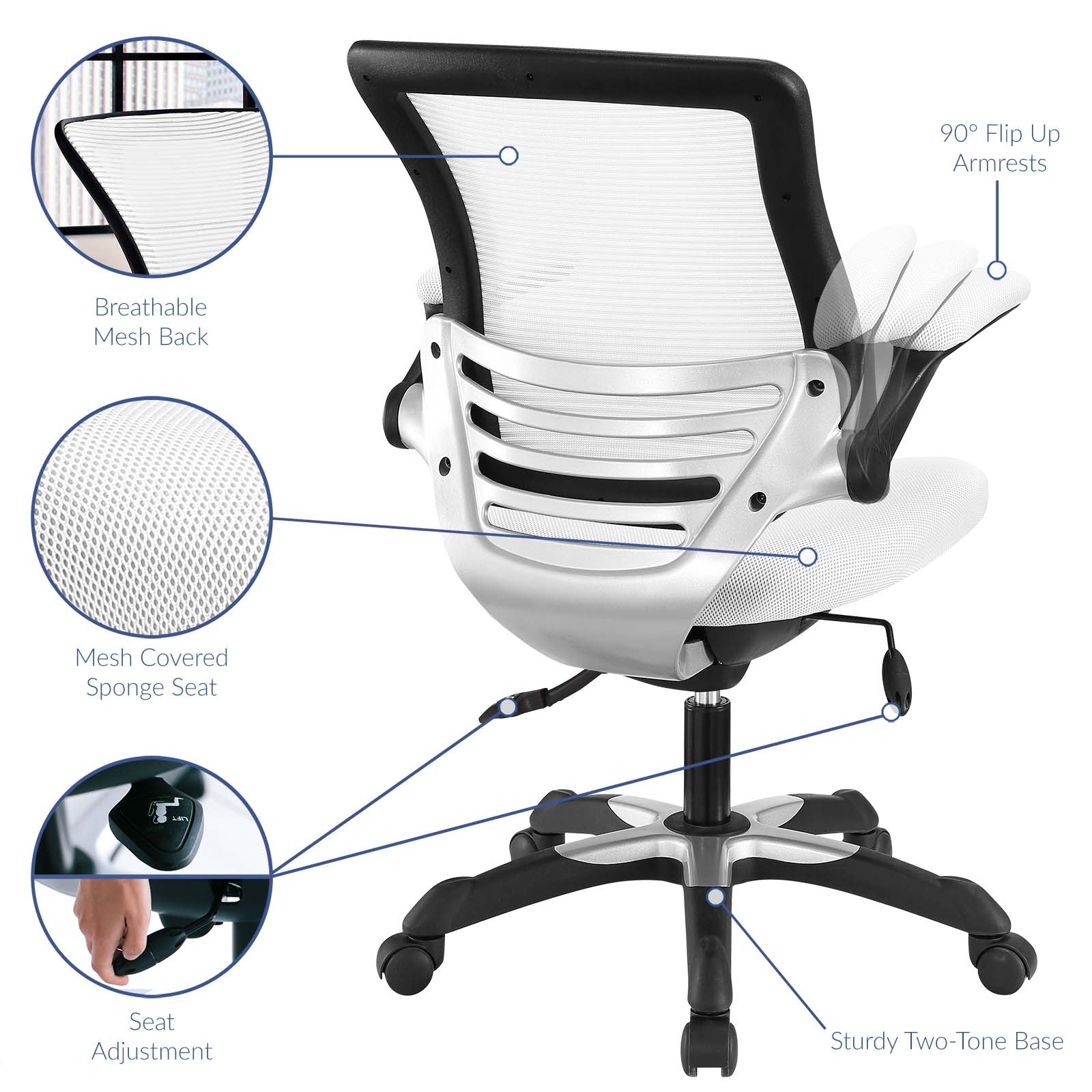Modway Task Chairs - Edge Office Chair White