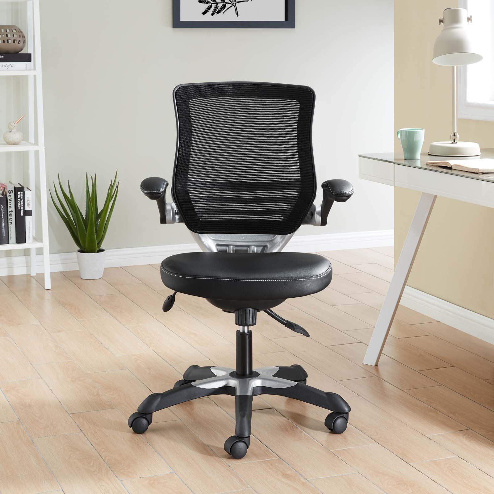 Modway Task Chairs - Edge Vinyl Office Chair Black