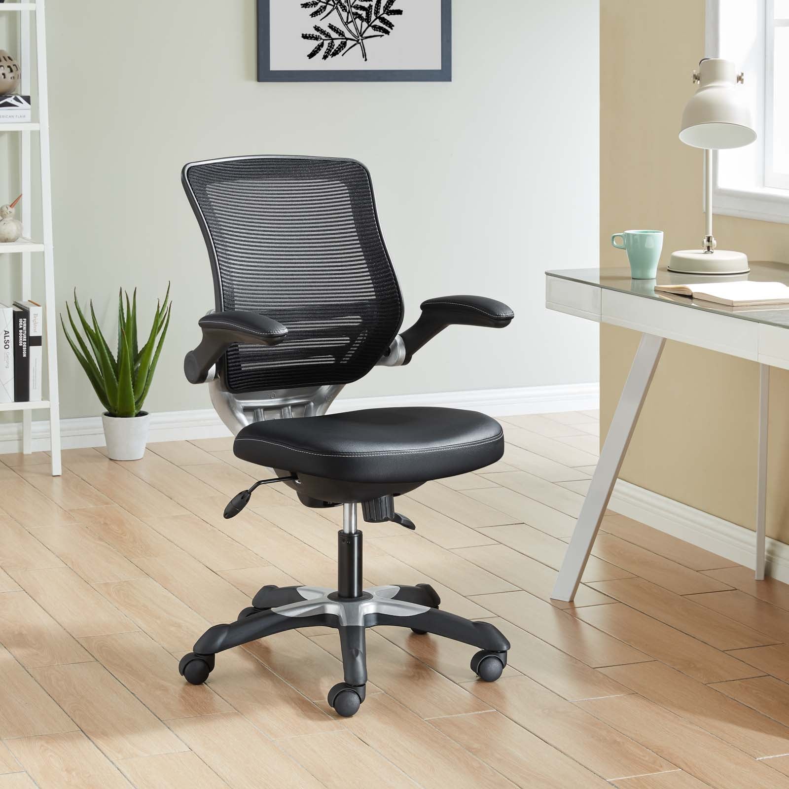 Modway Task Chairs - Edge Vinyl Office Chair Black