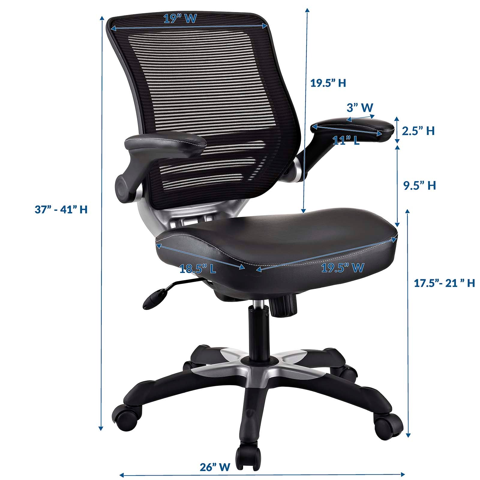 Modway Task Chairs - Edge Vinyl Office Chair Black