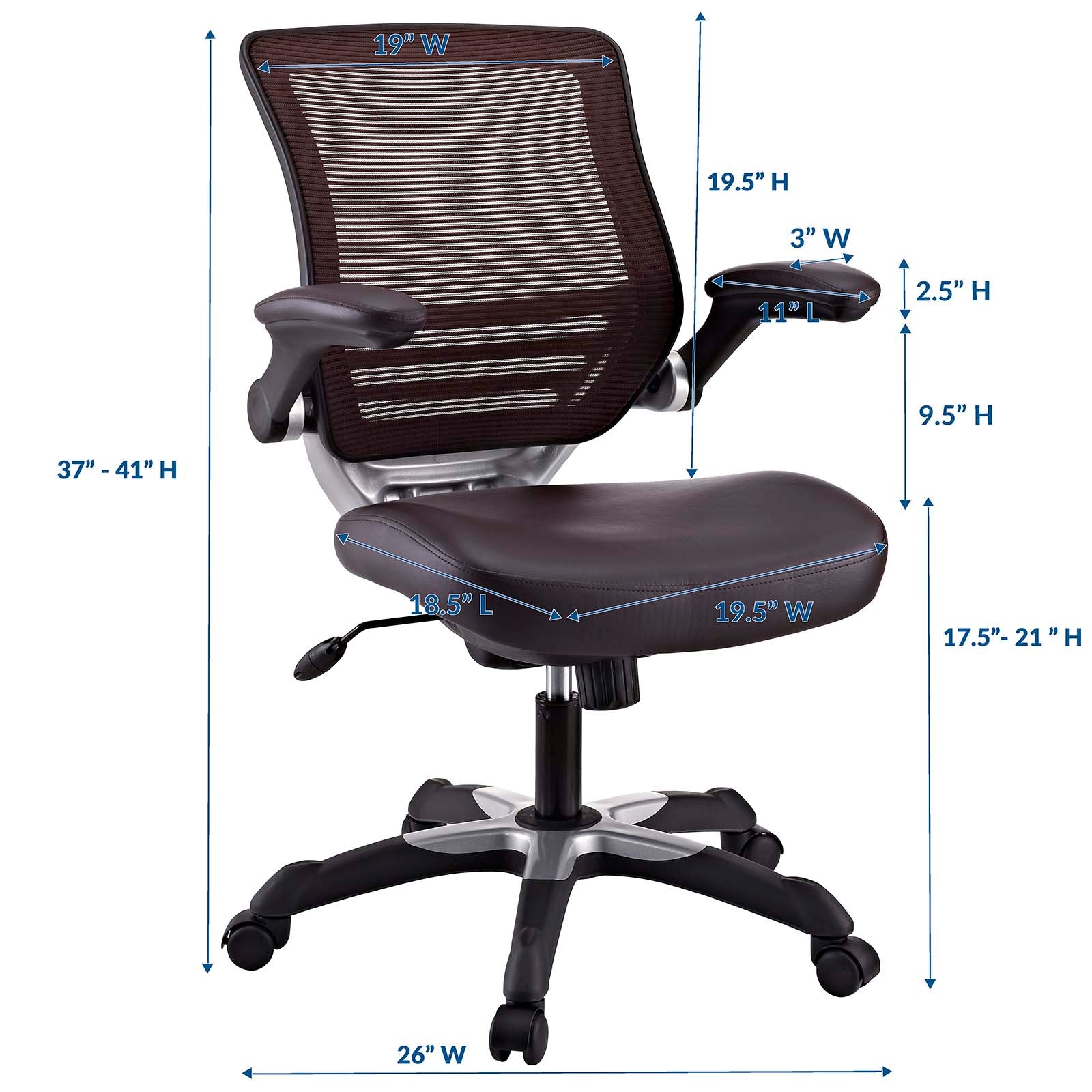 Modway Task Chairs - Edge Vinyl Office Chair Brown