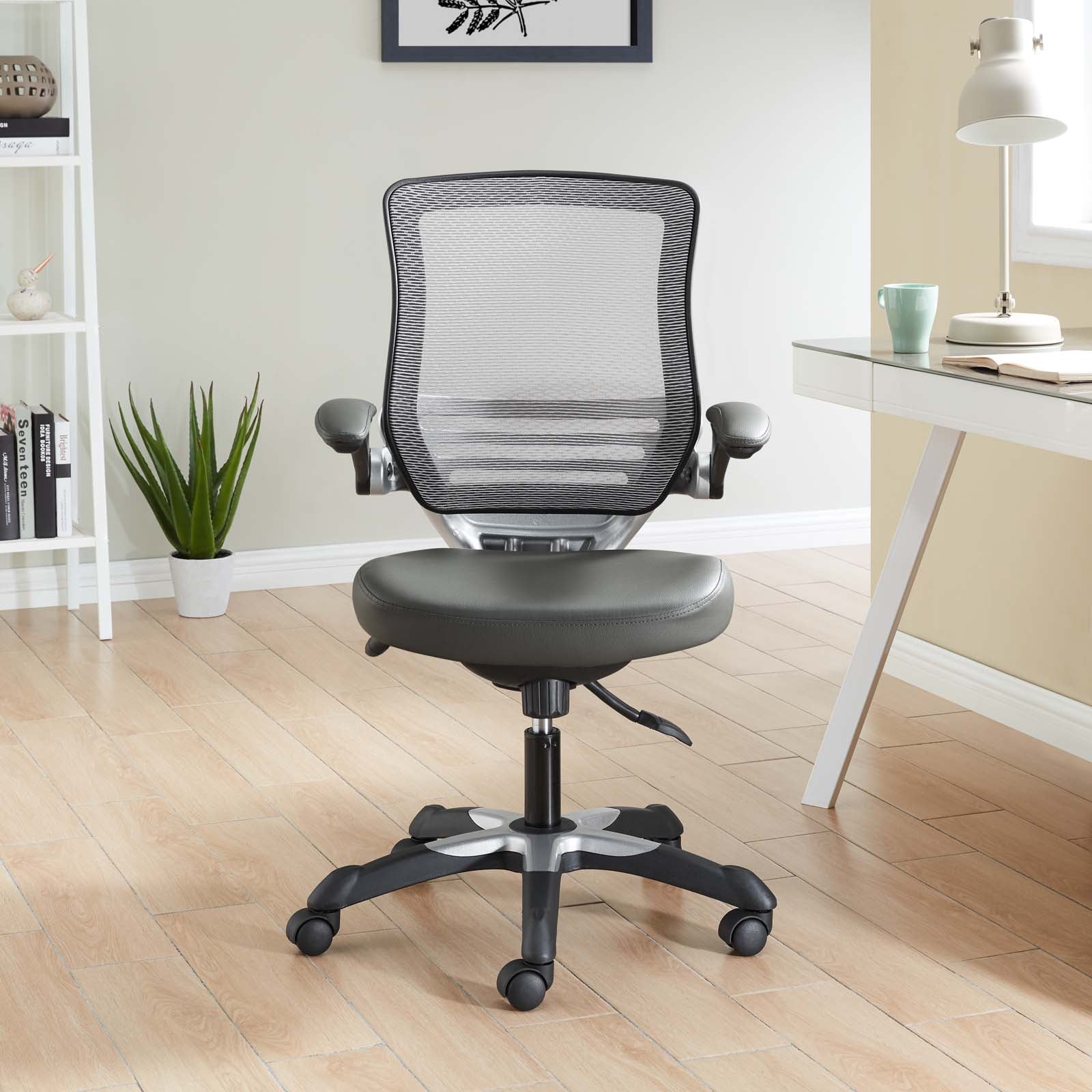 Modway Task Chairs - Edge Vinyl Office Chair Gray