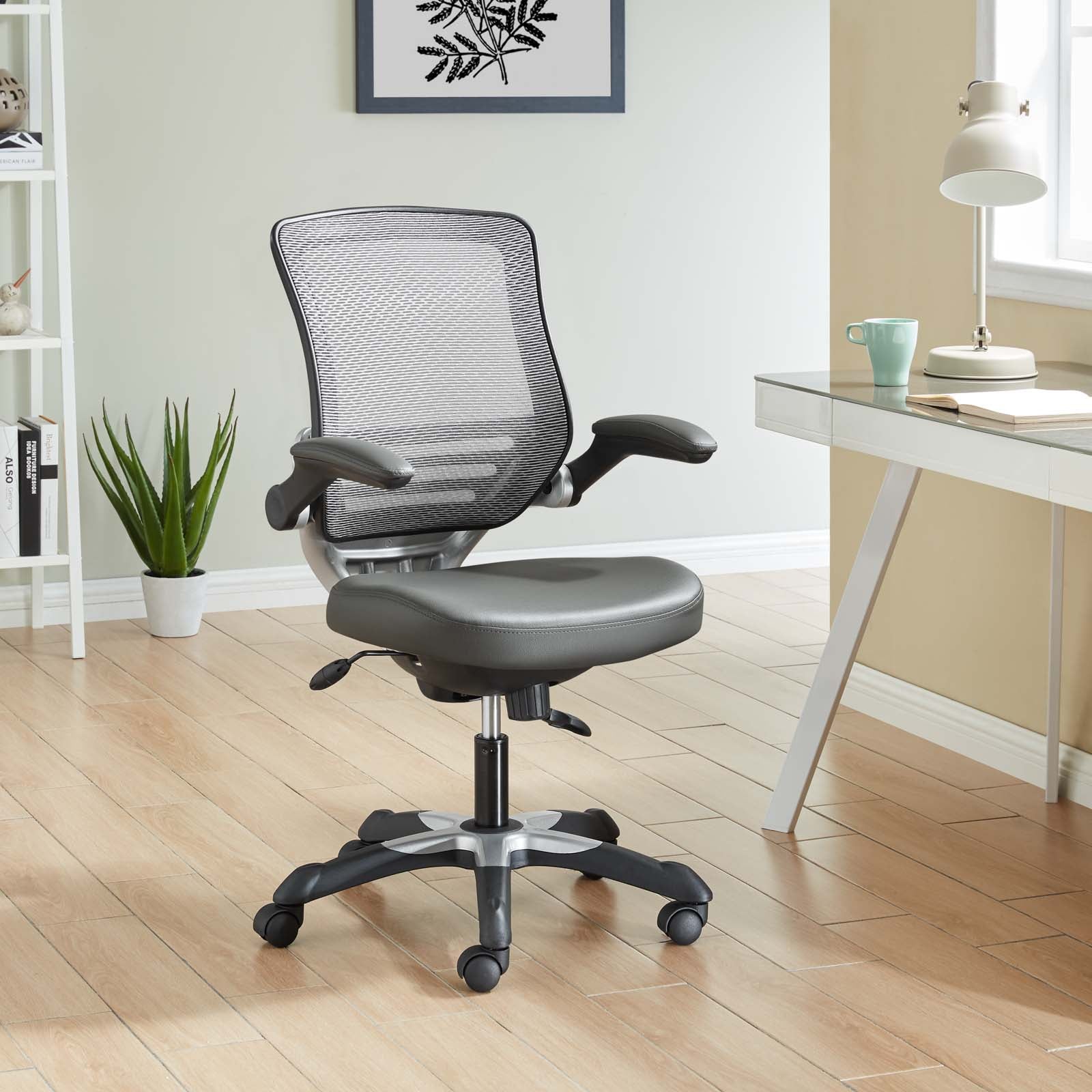 Modway Task Chairs - Edge Vinyl Office Chair Gray