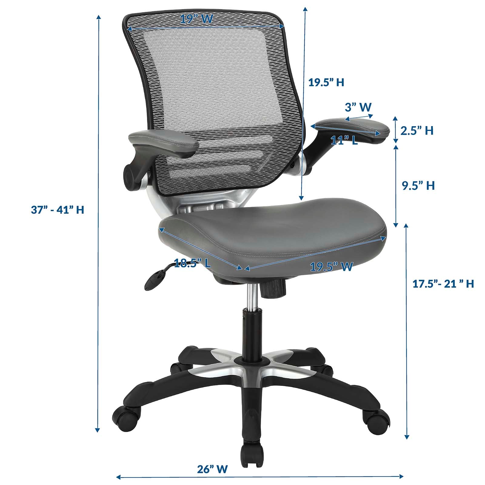 Modway Task Chairs - Edge Vinyl Office Chair Gray