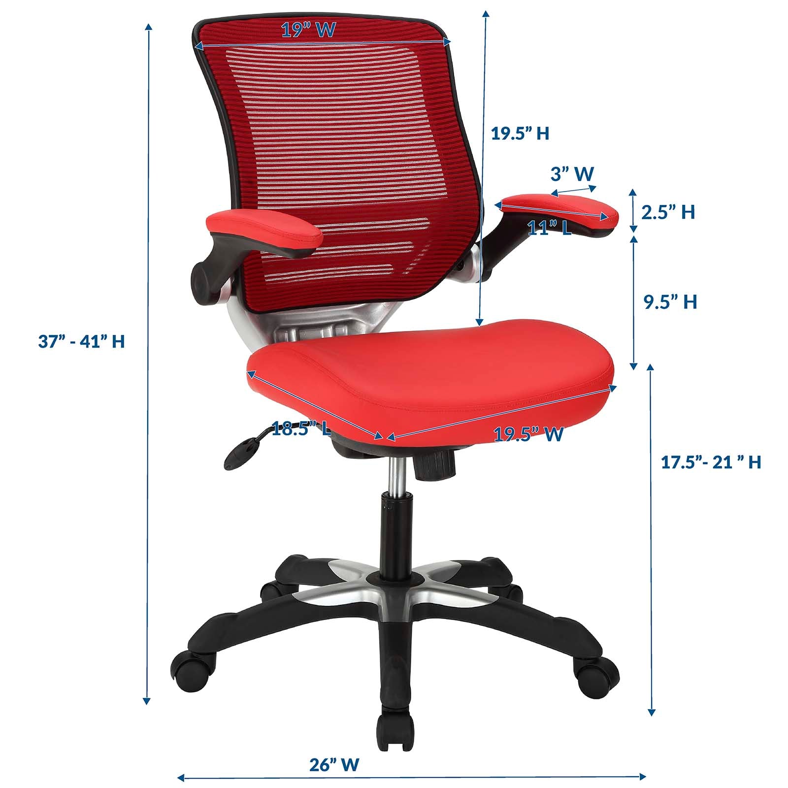 Modway Task Chairs - Edge Vinyl Office Chair Red