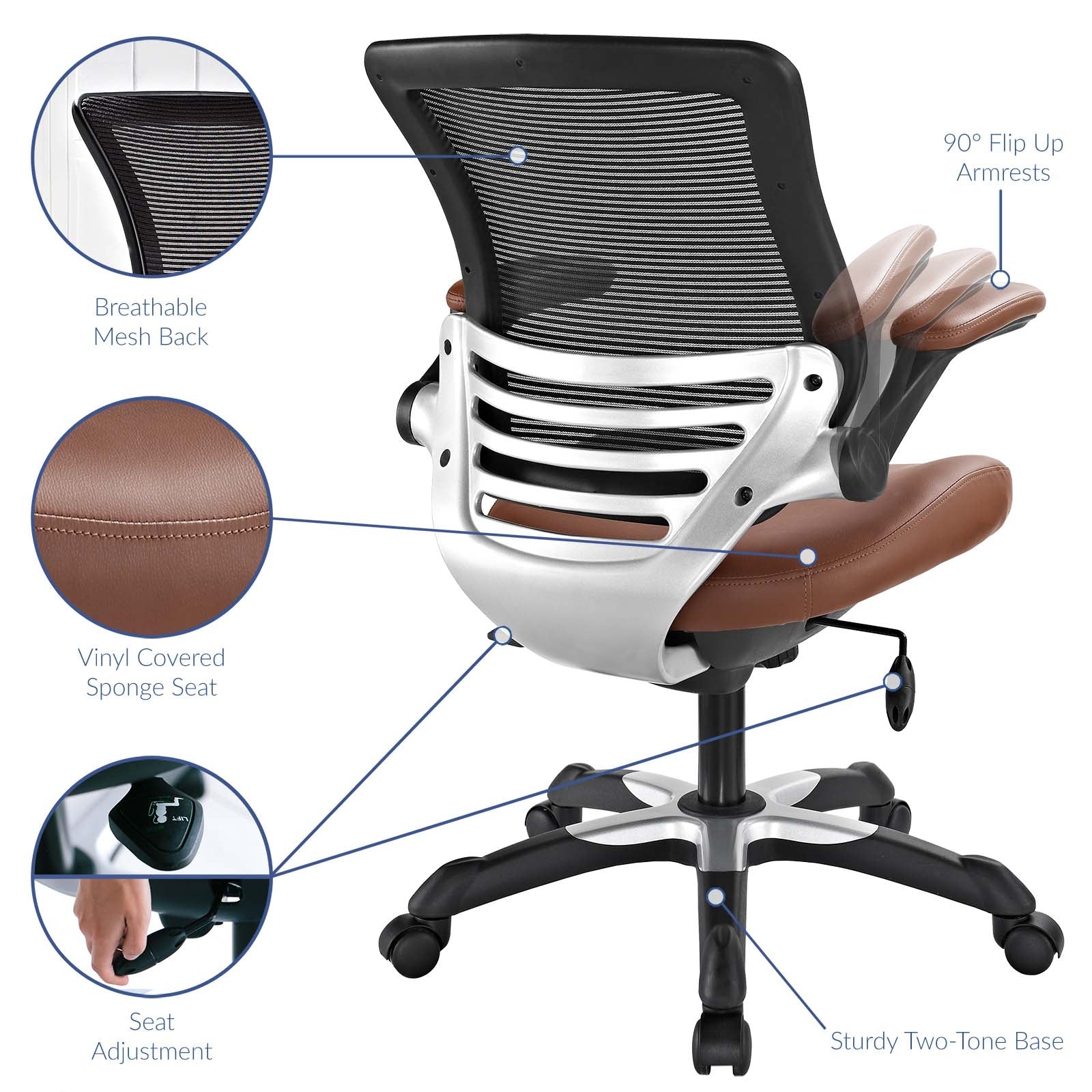 Modway Task Chairs - Edge Office Chair Tan