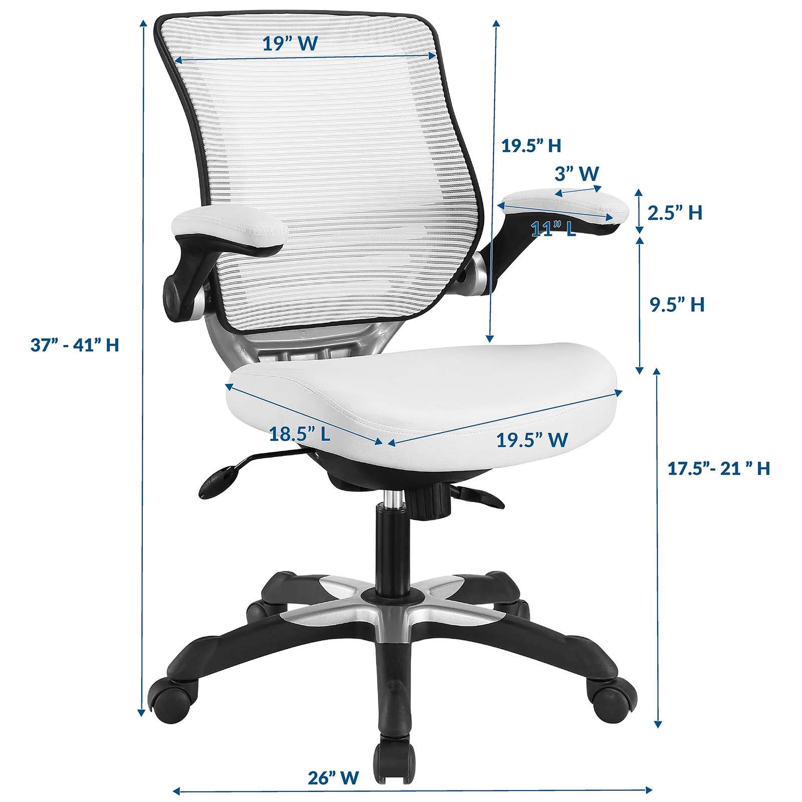 Modway Task Chairs - Edge Vinyl Office Chair White