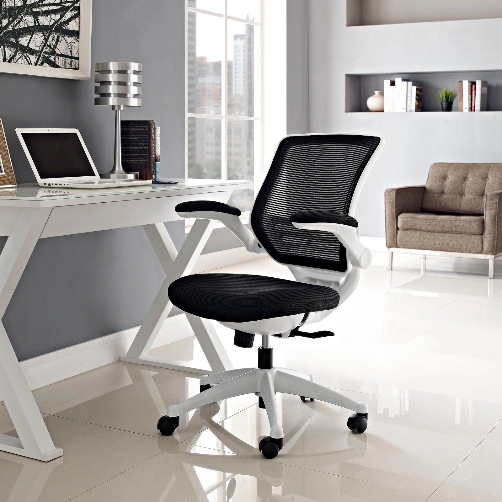 Modway Task Chairs - Edge White Base Office Chair Black