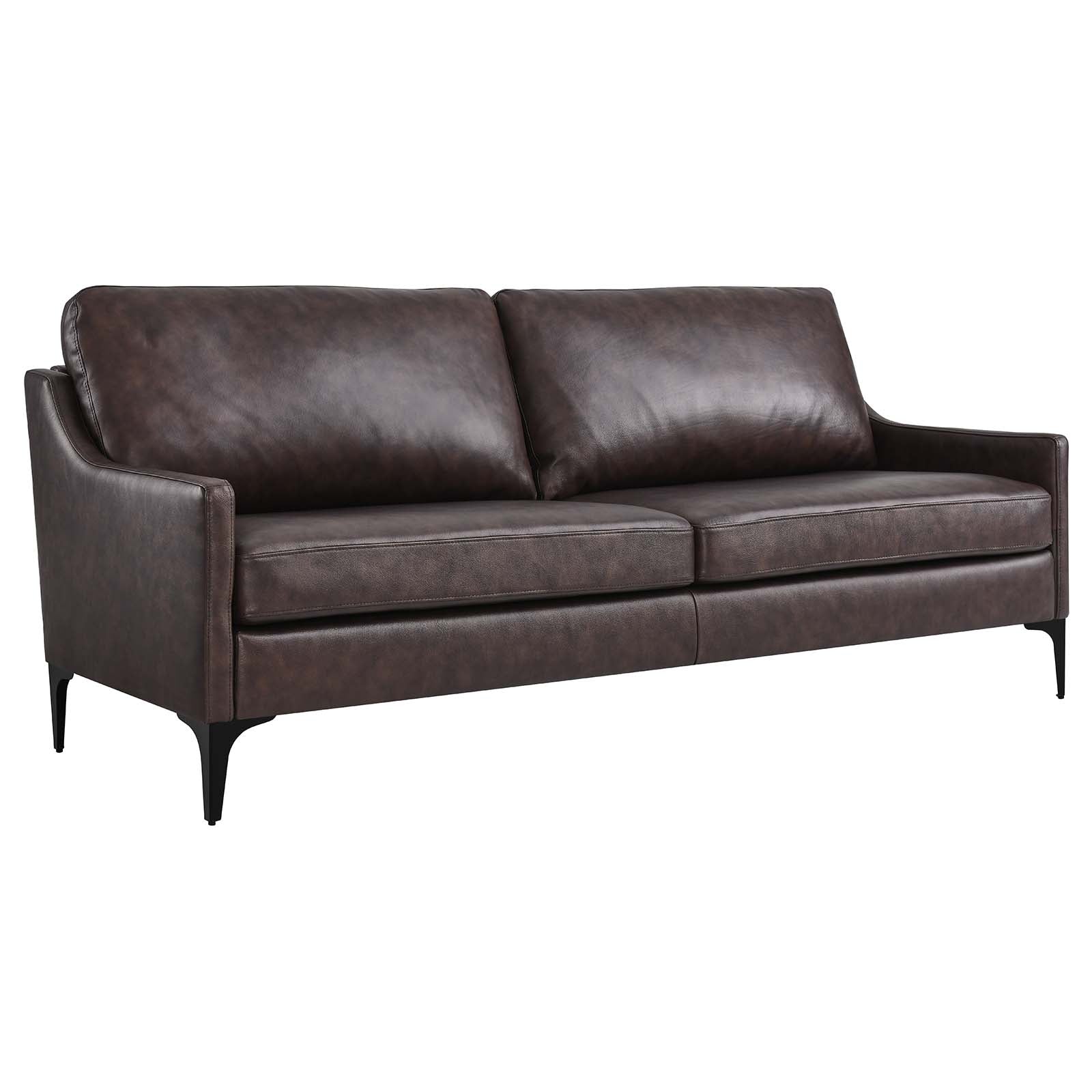 Modway Sofas & Couches - Corland Leather Sofa Brown