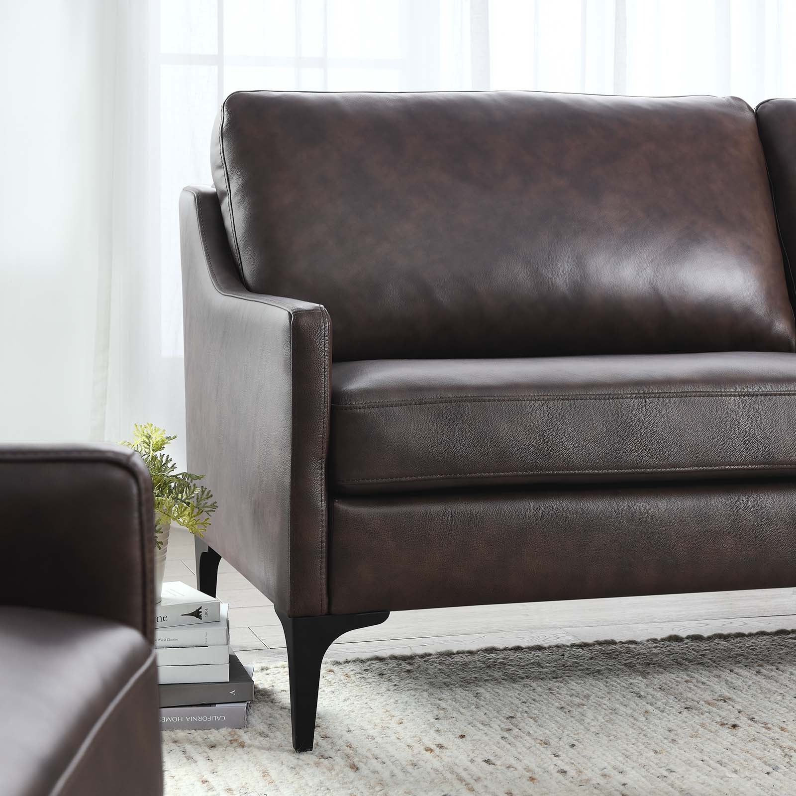 Modway Sofas & Couches - Corland Leather Sofa Brown
