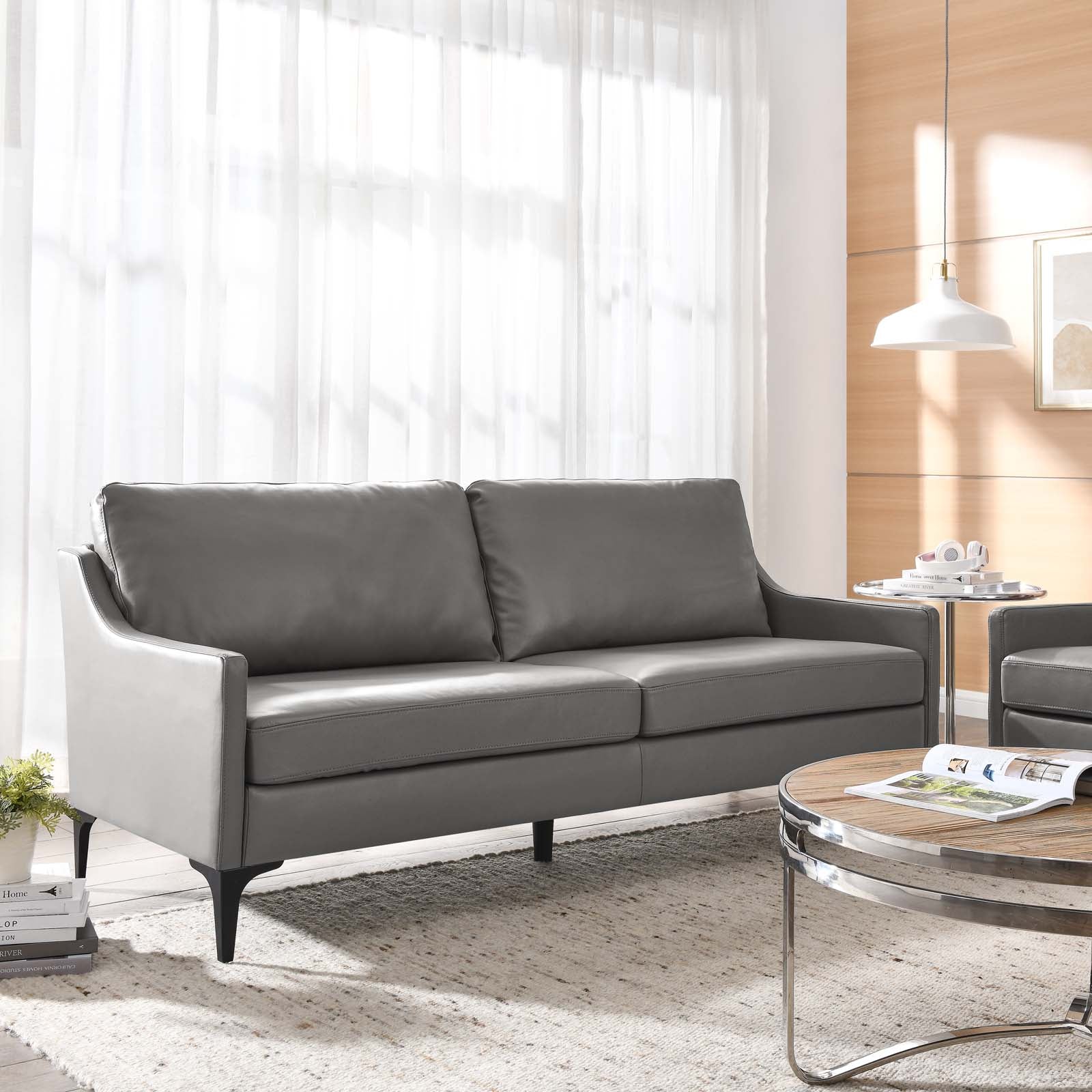 Modway Sofas & Couches - Corland Leather Sofa Gray