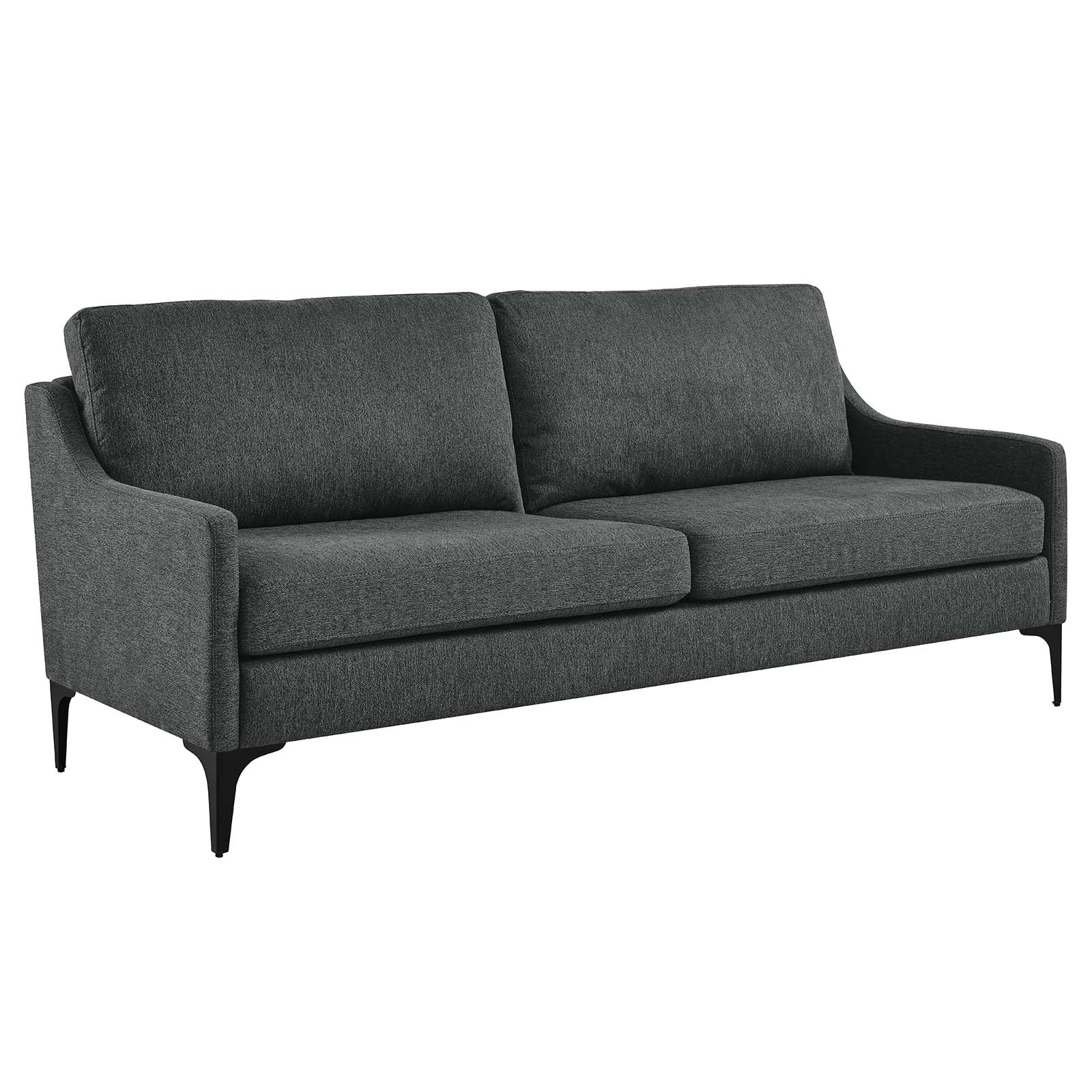 Modway Sofas & Couches - Corland Upholstered Fabric Sofa Charcoal
