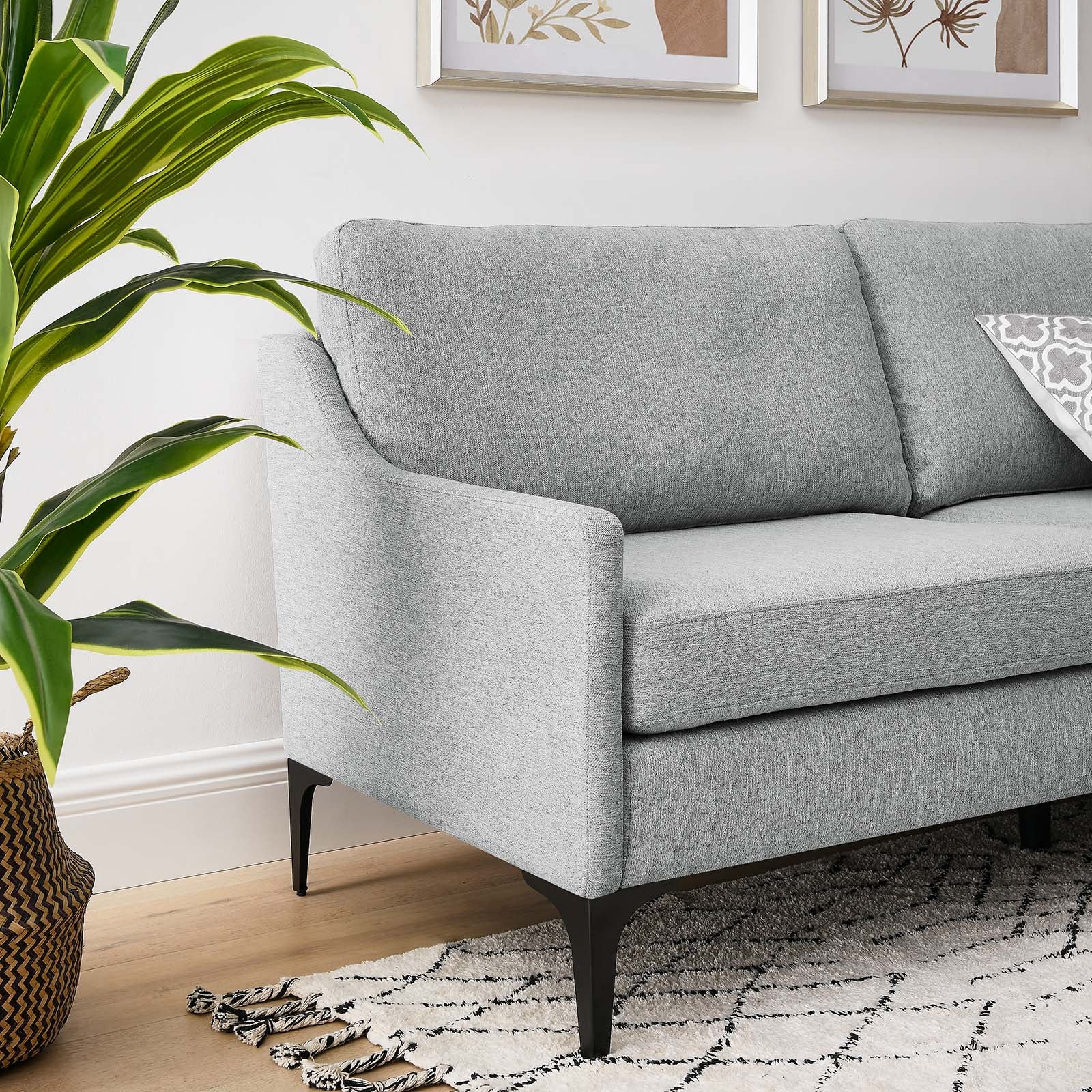 Modway Sofas & Couches - Corland Upholstered Fabric Sofa Light Gray