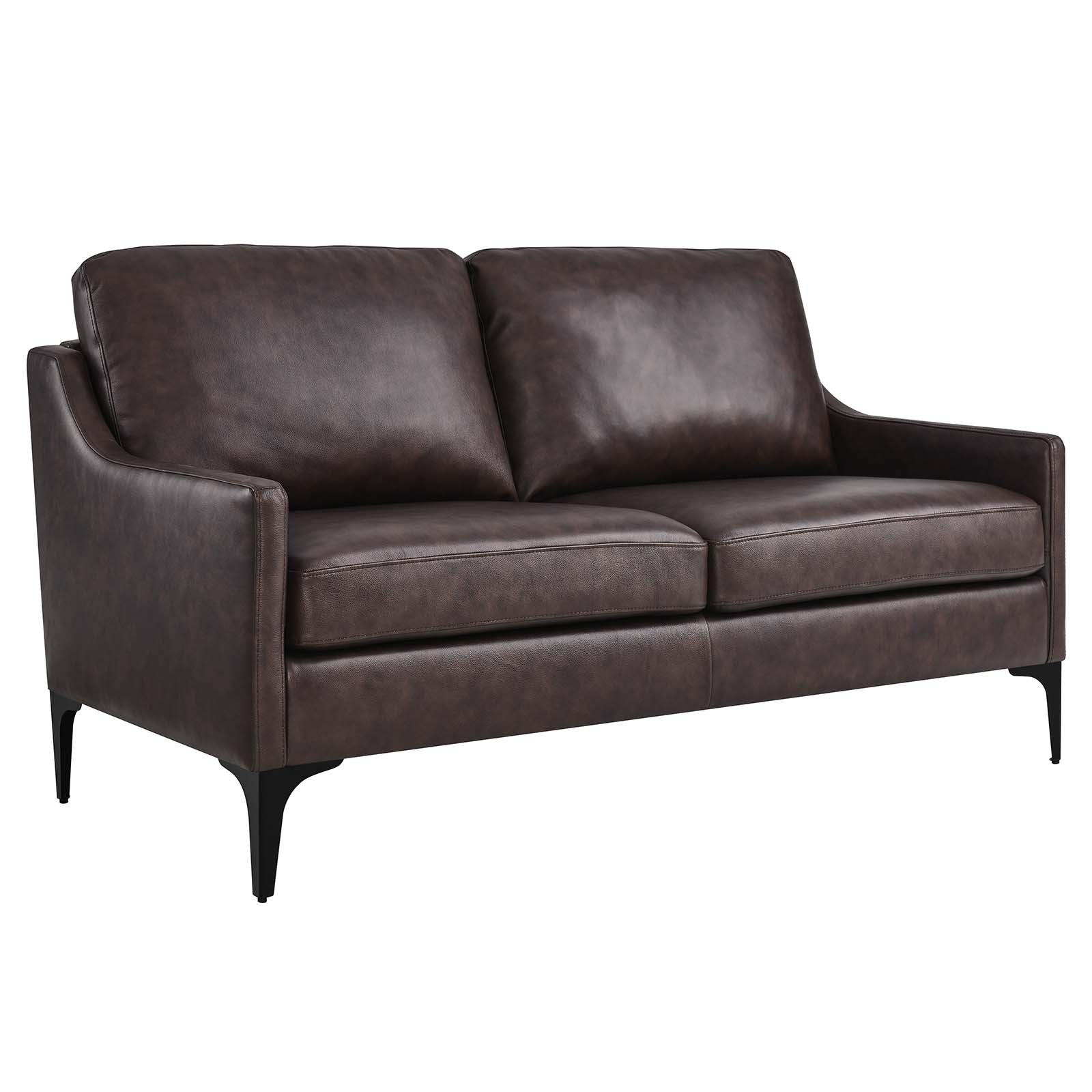 Modway Loveseats - Corland Leather Loveseat Brown
