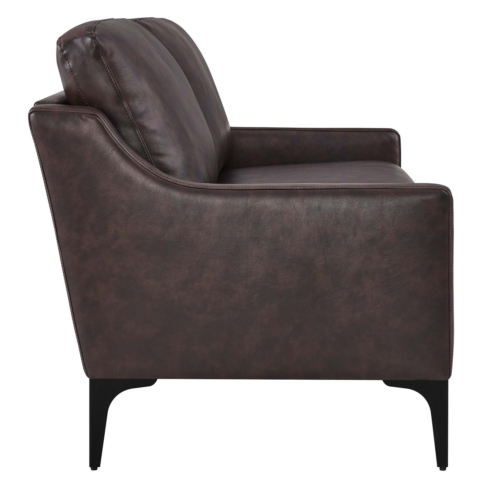 Modway Loveseats - Corland Leather Loveseat Brown