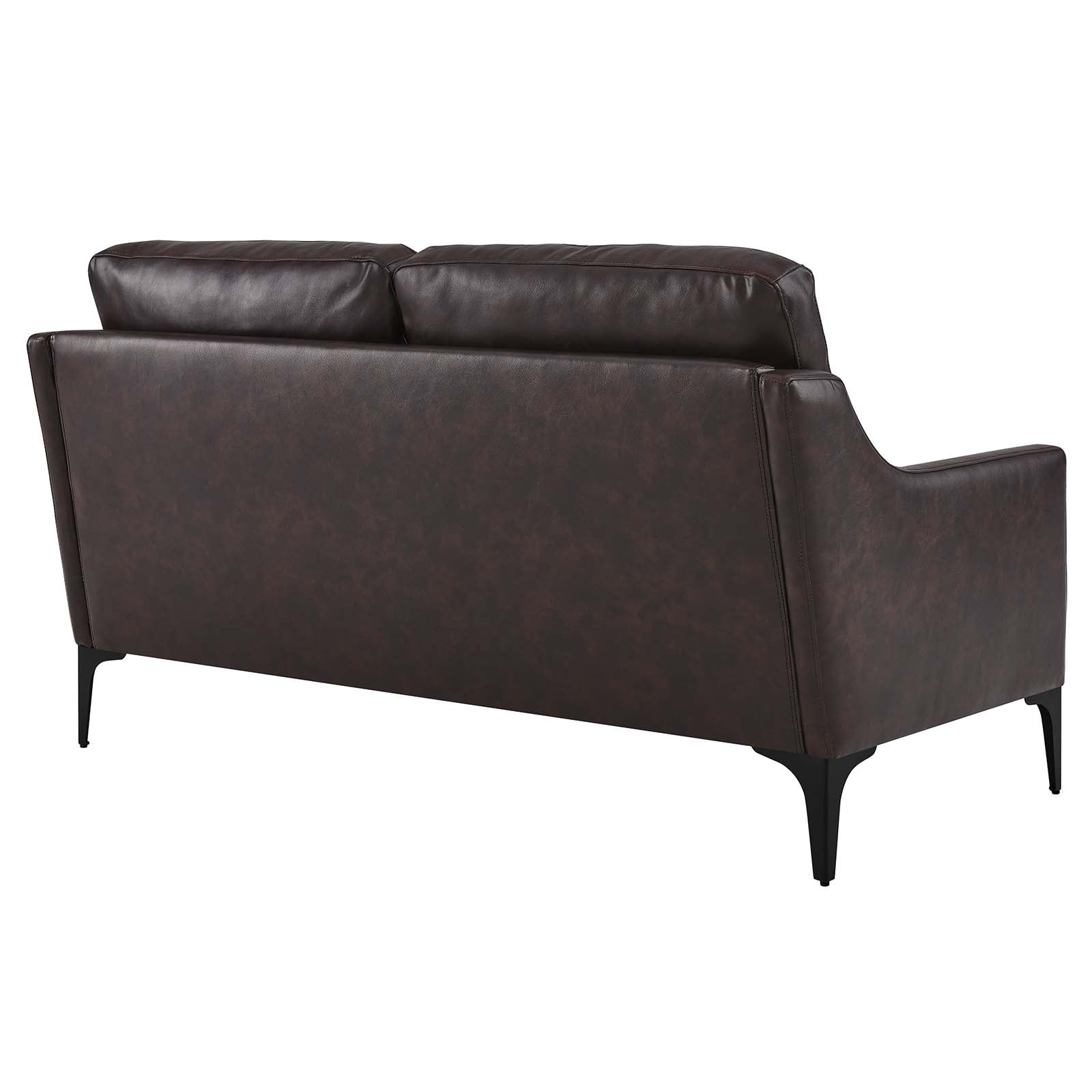 Modway Loveseats - Corland Leather Loveseat Brown