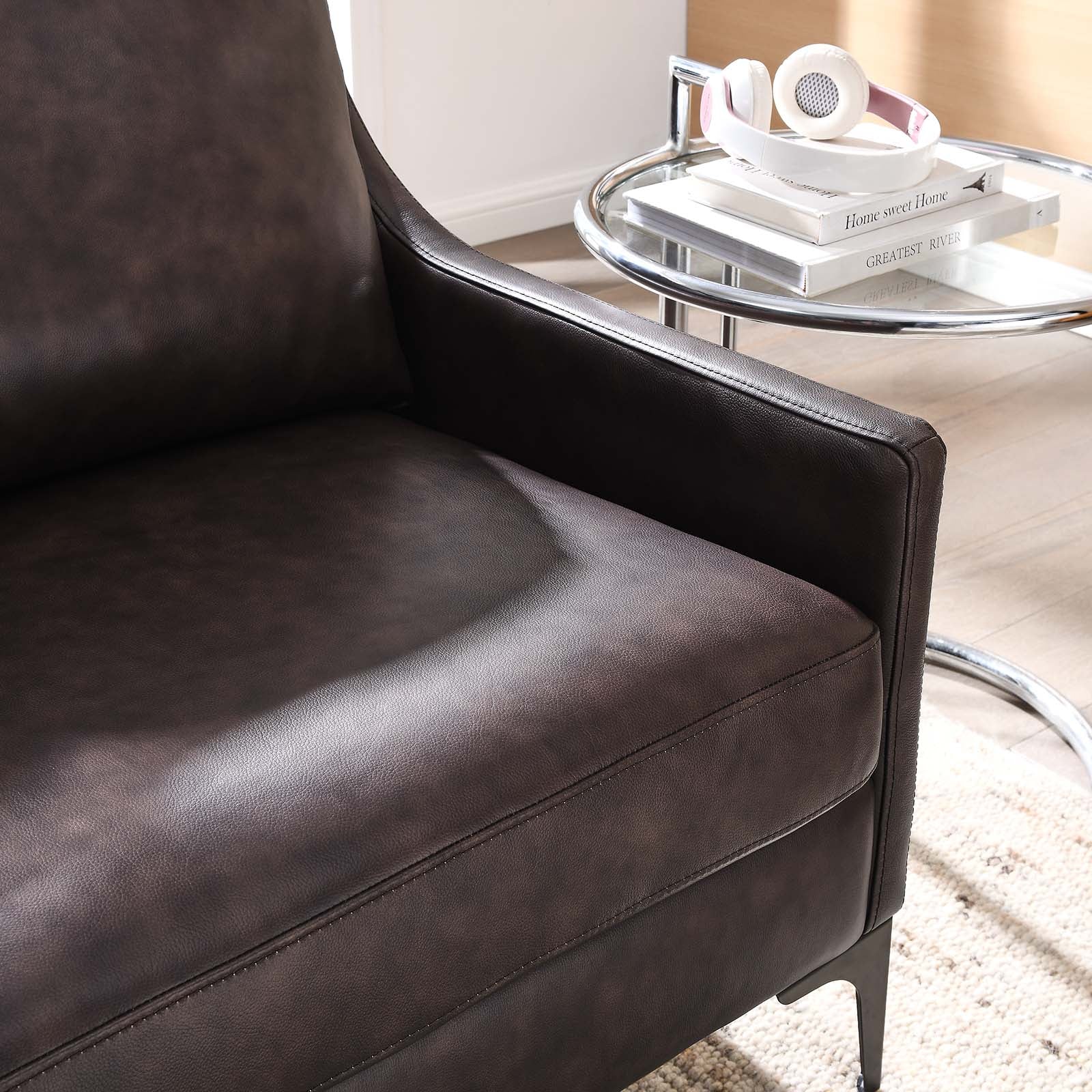 Modway Loveseats - Corland Leather Loveseat Brown