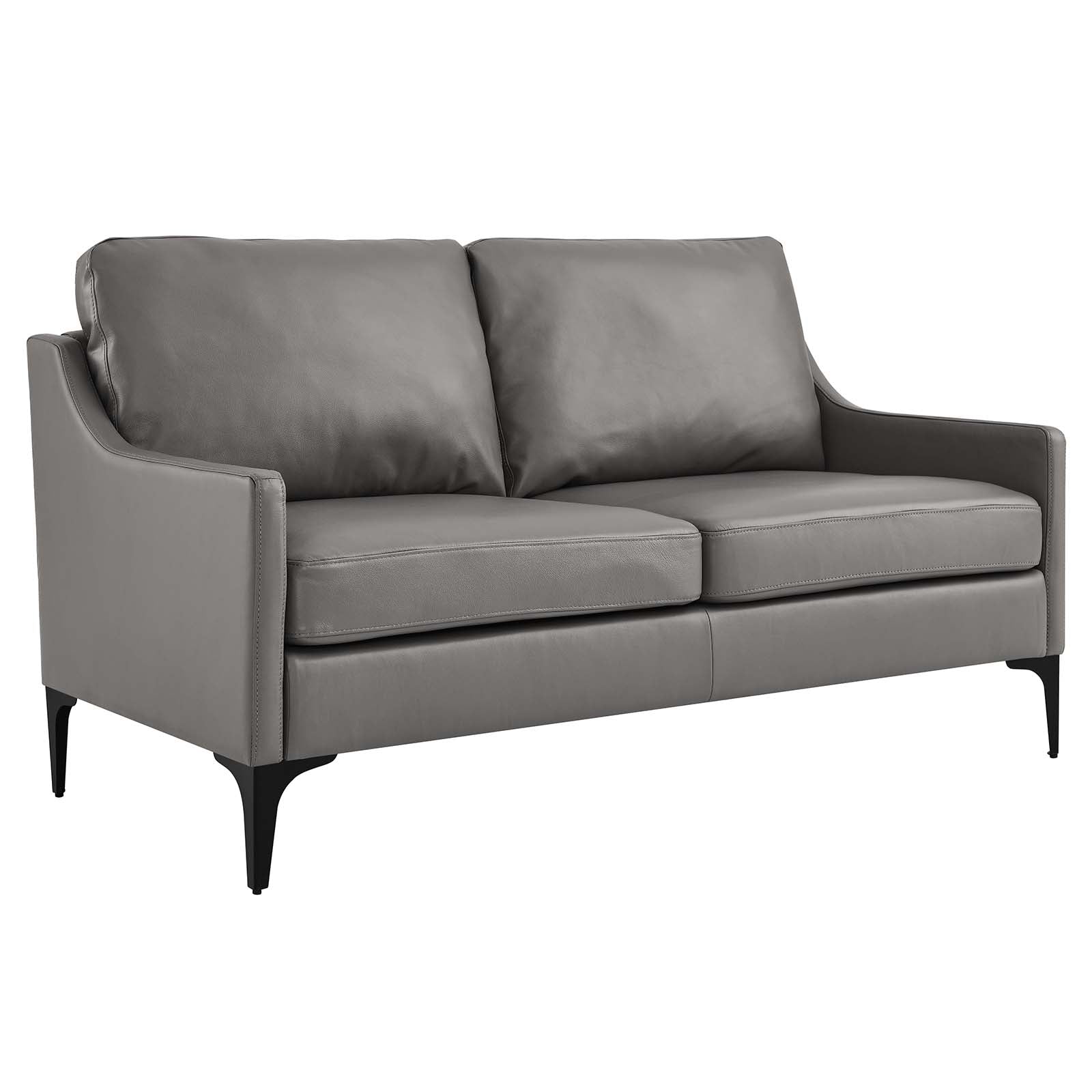 Modway Loveseats - Corland Leather Loveseat Gray