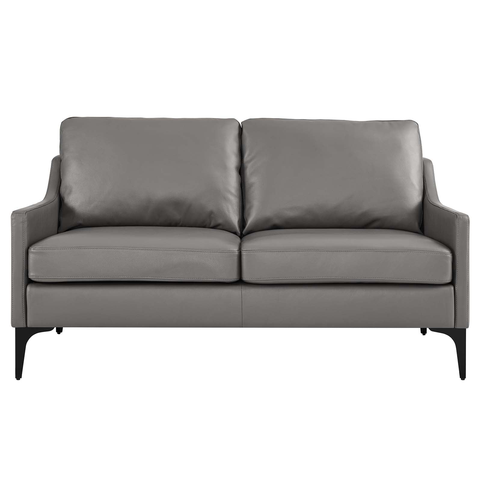 Modway Loveseats - Corland Leather Loveseat Gray