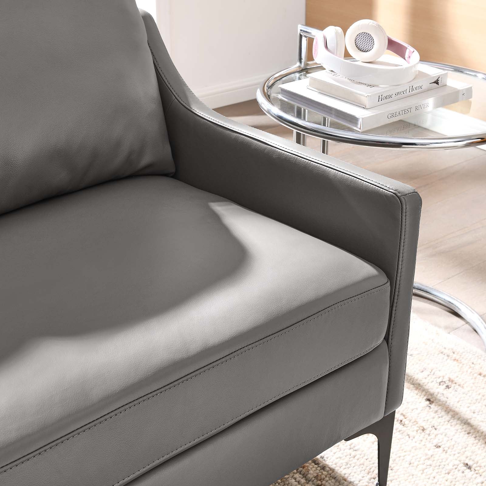 Modway Loveseats - Corland Leather Loveseat Gray