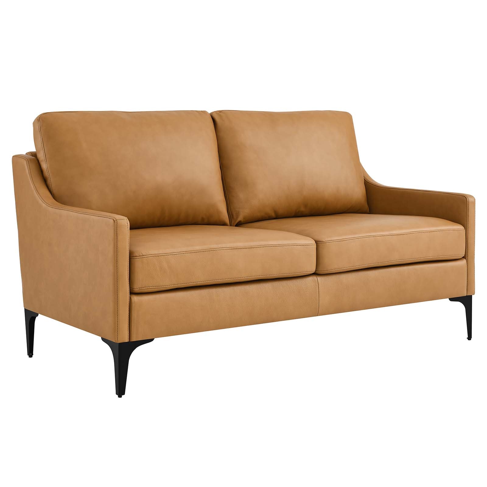 Modway Loveseats - Corland Leather Loveseat Tan