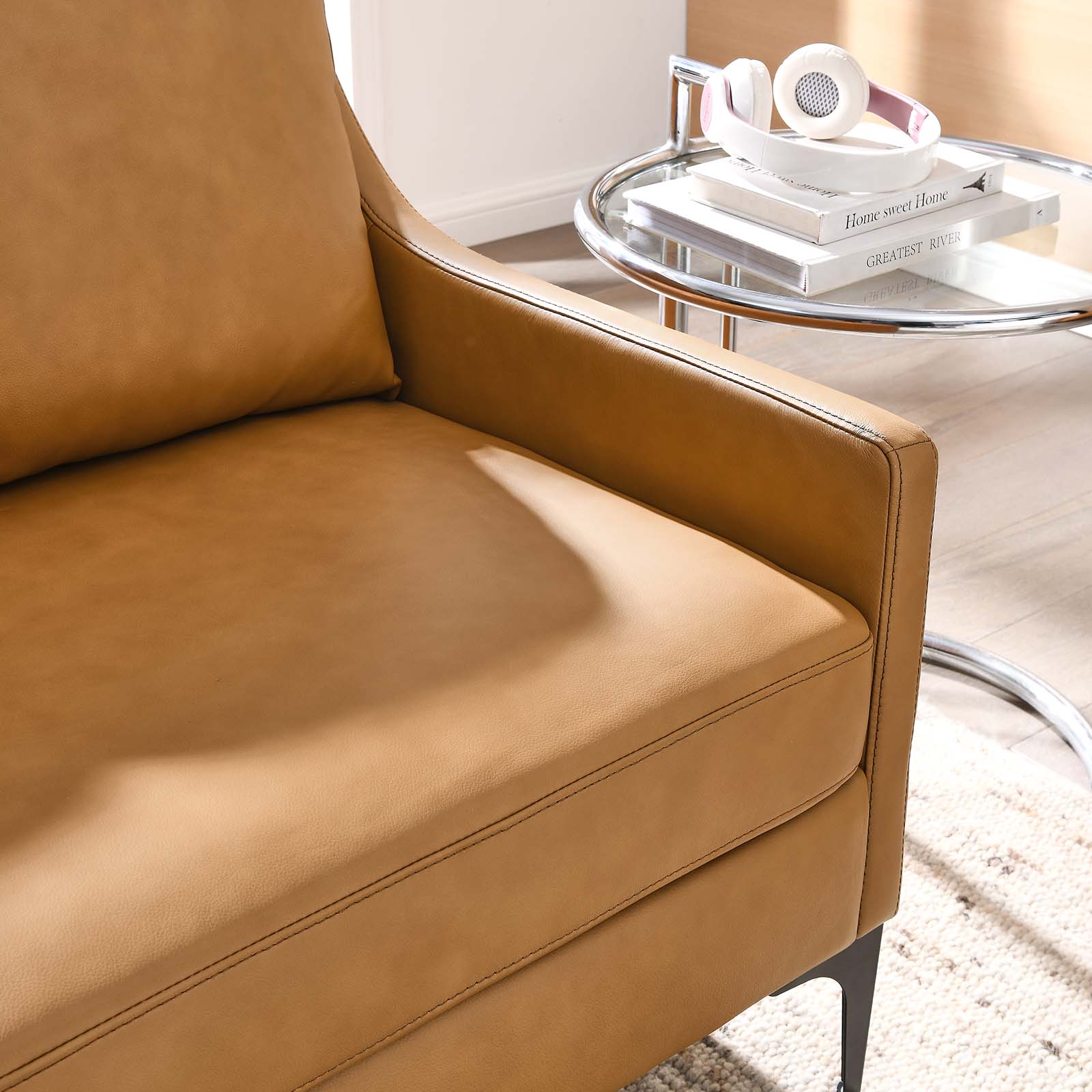 Modway Loveseats - Corland Leather Loveseat Tan