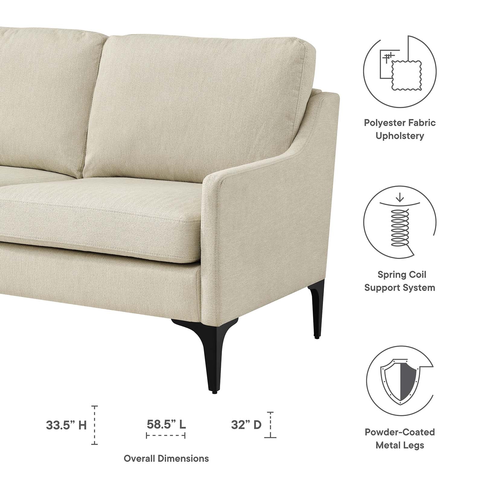 Modway Loveseats - Corland Upholstered Fabric Loveseat Beige