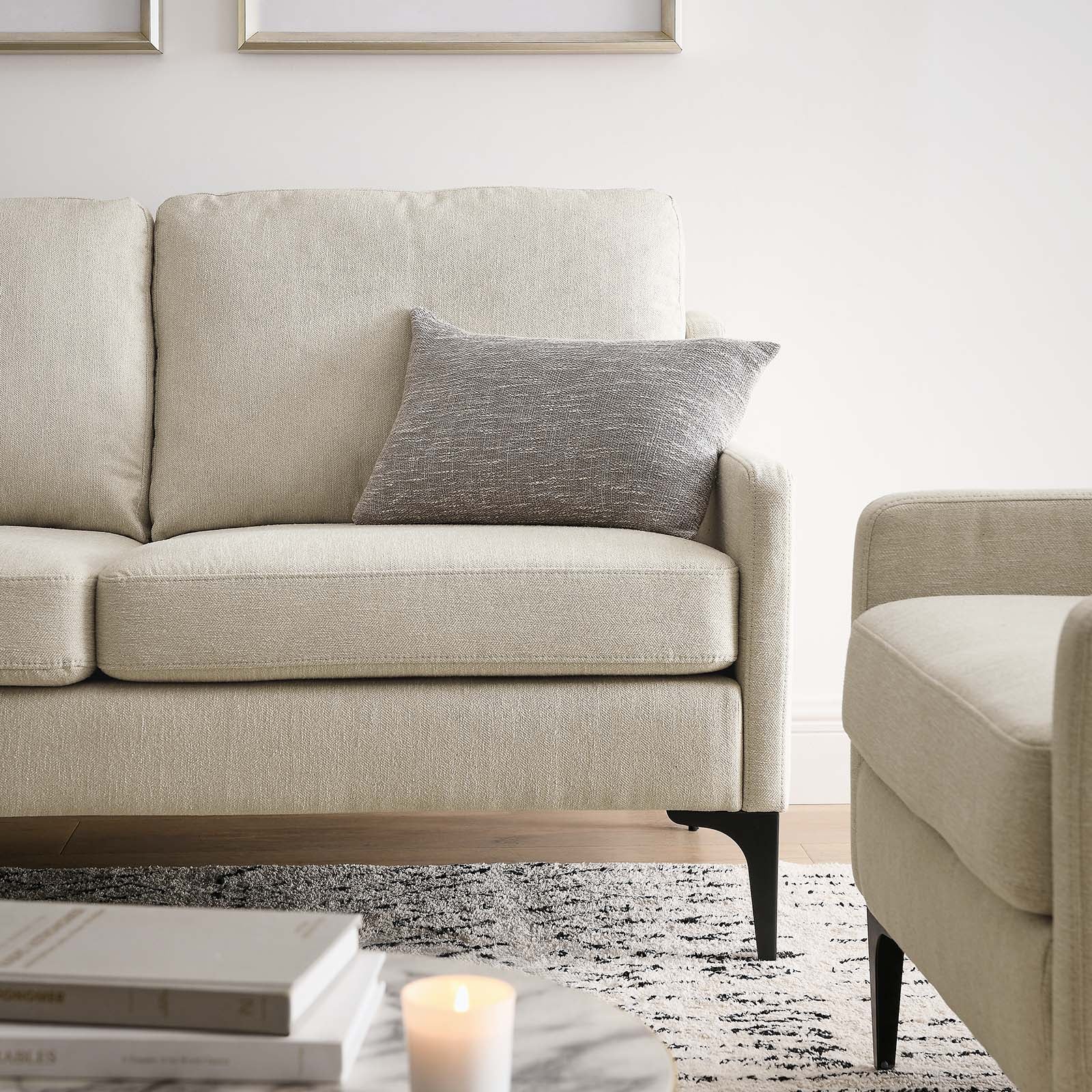Modway Loveseats - Corland Upholstered Fabric Loveseat Beige