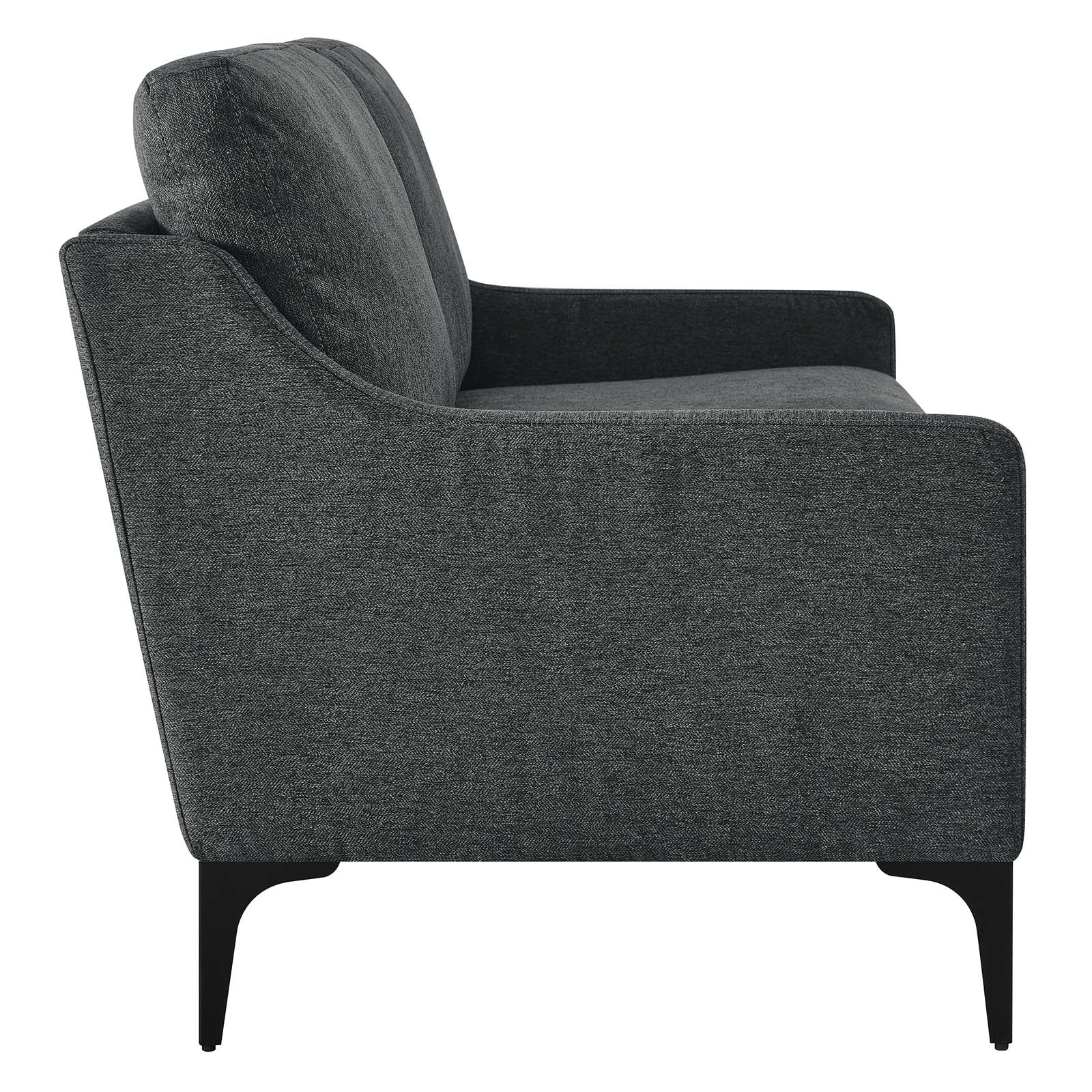 Modway Loveseats - Corland Upholstered Fabric Loveseat Charcoal