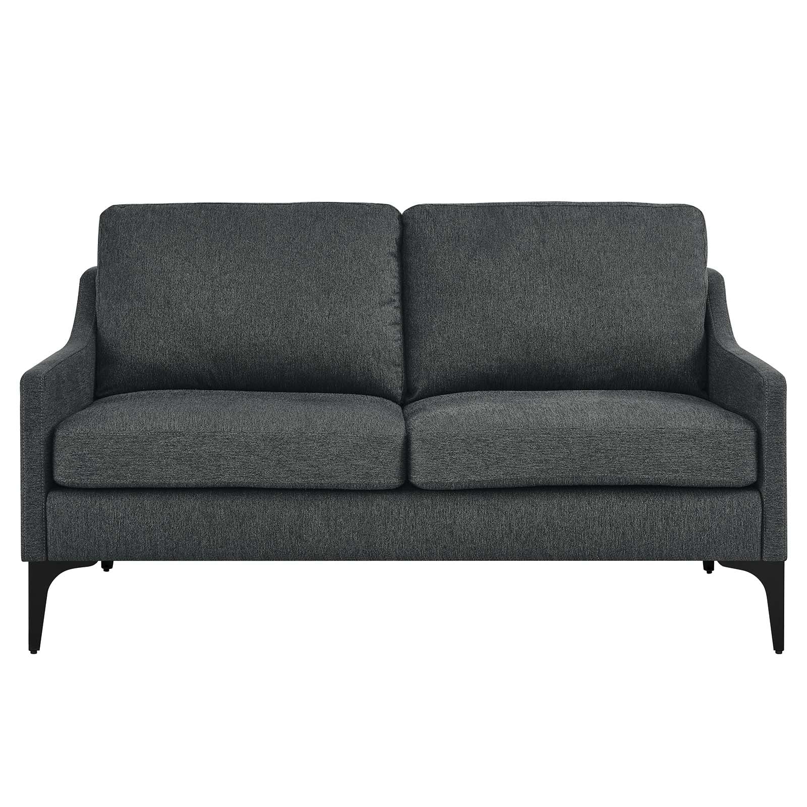 Modway Loveseats - Corland Upholstered Fabric Loveseat Charcoal