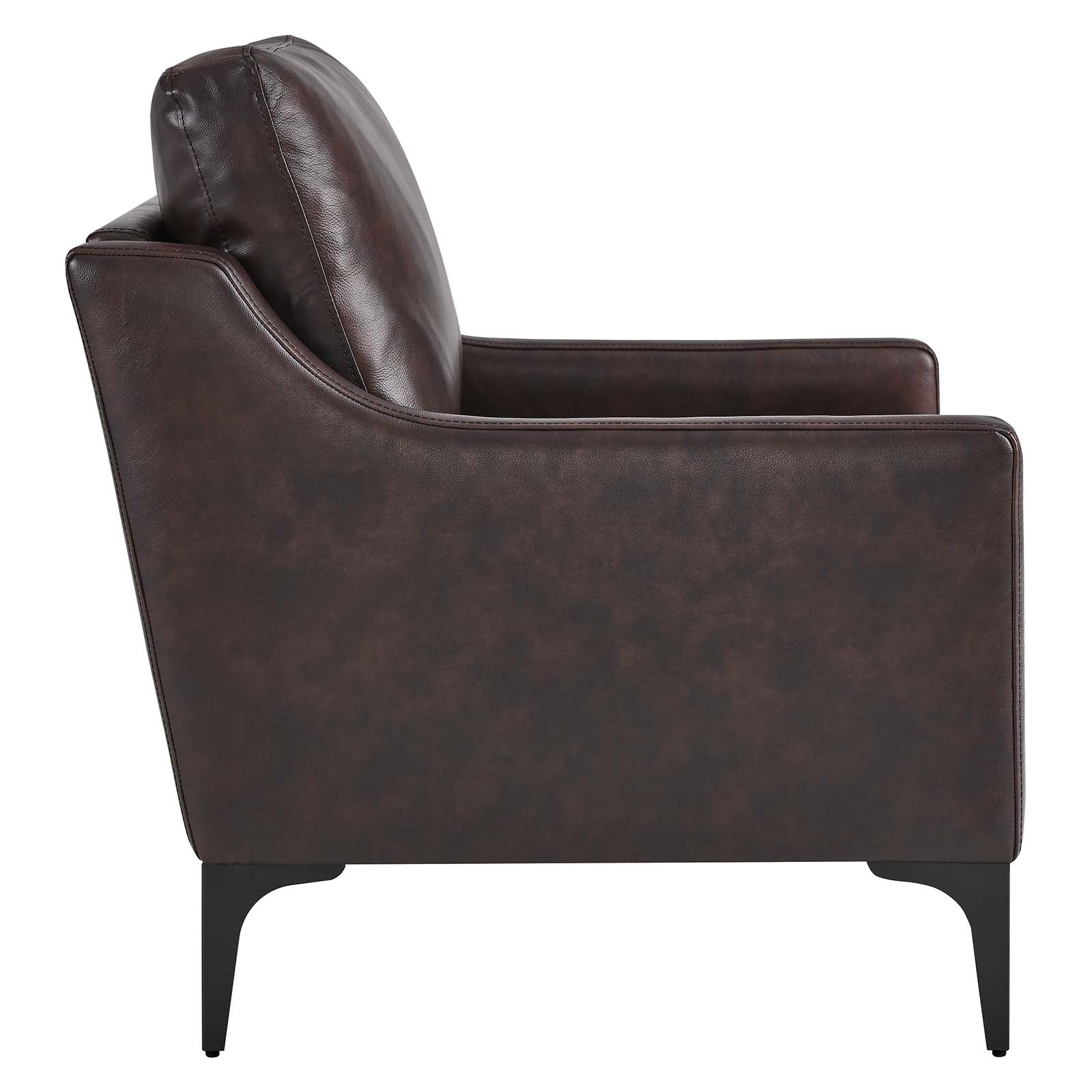 Modway Accent Chairs - Corland Leather Armchair Brown