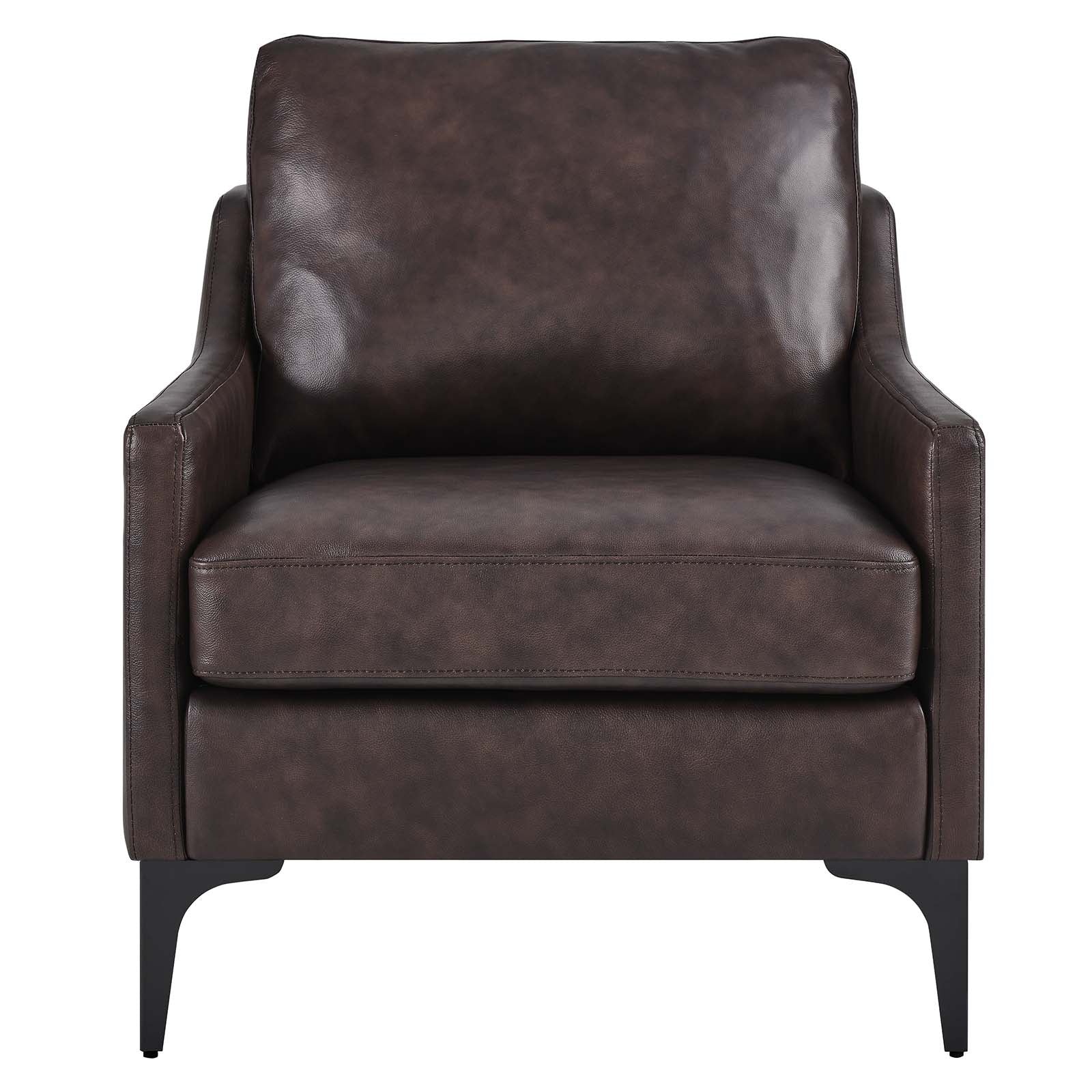 Modway Accent Chairs - Corland Leather Armchair Brown