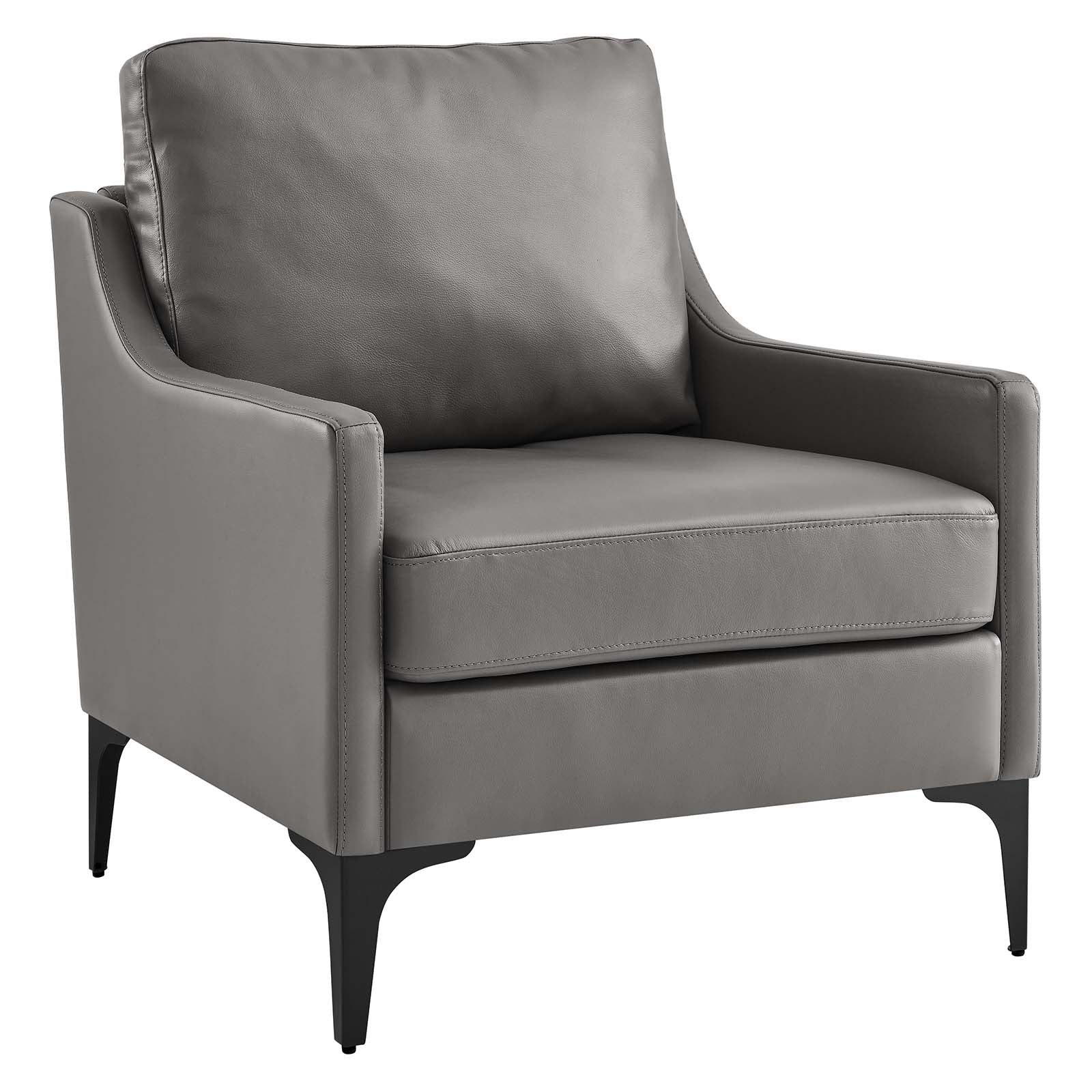Modway Accent Chairs - Corland Leather Armchair Gray