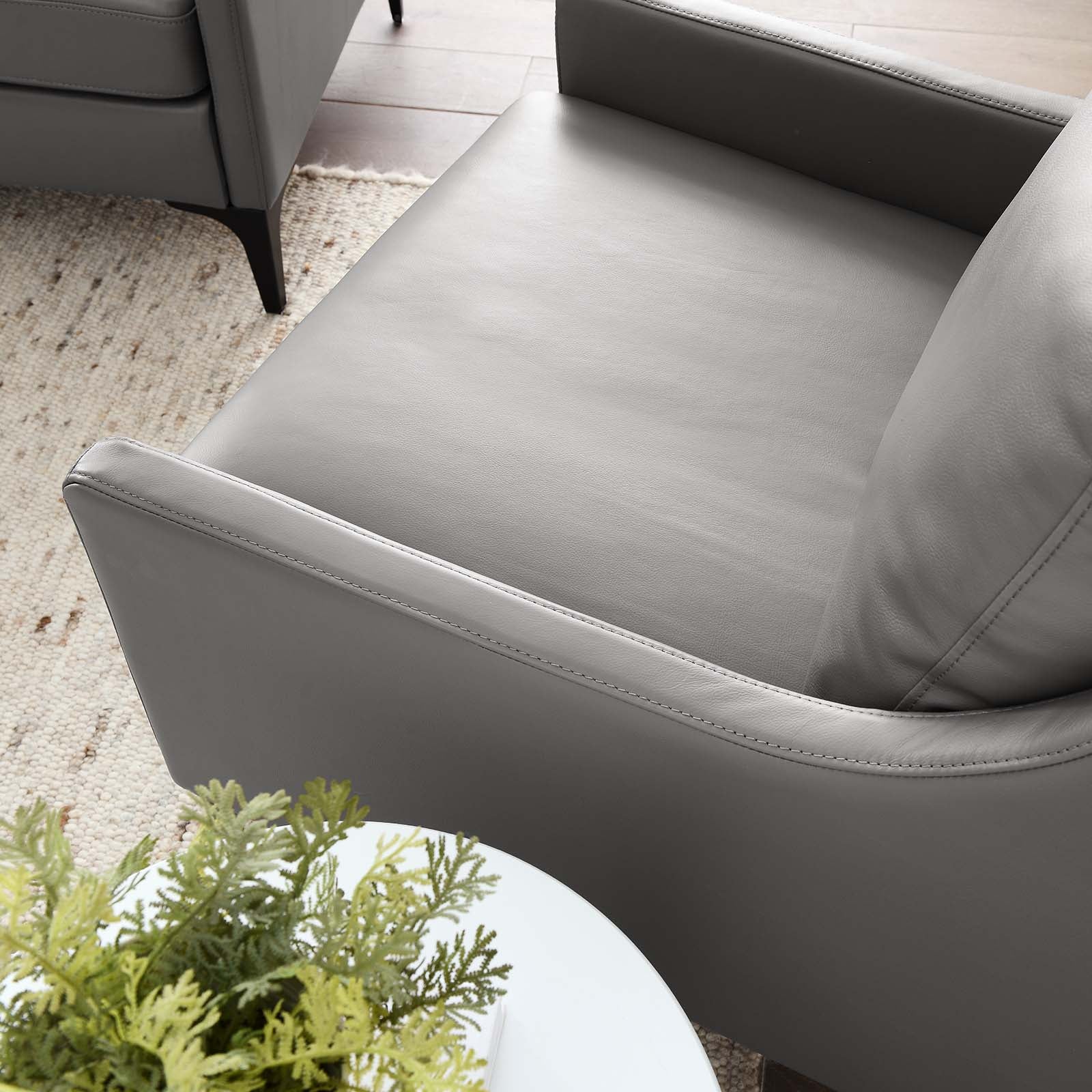 Modway Accent Chairs - Corland Leather Armchair Gray