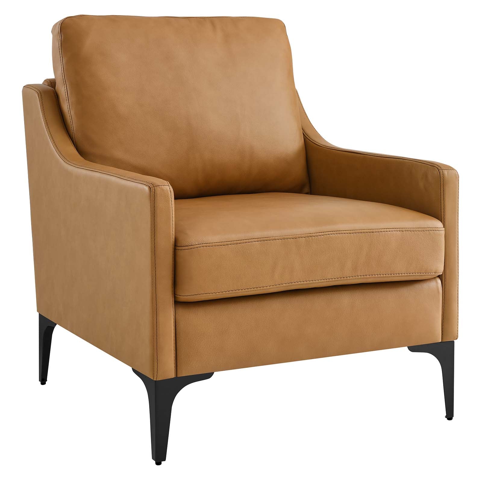 Modway Accent Chairs - Corland Leather Armchair Tan