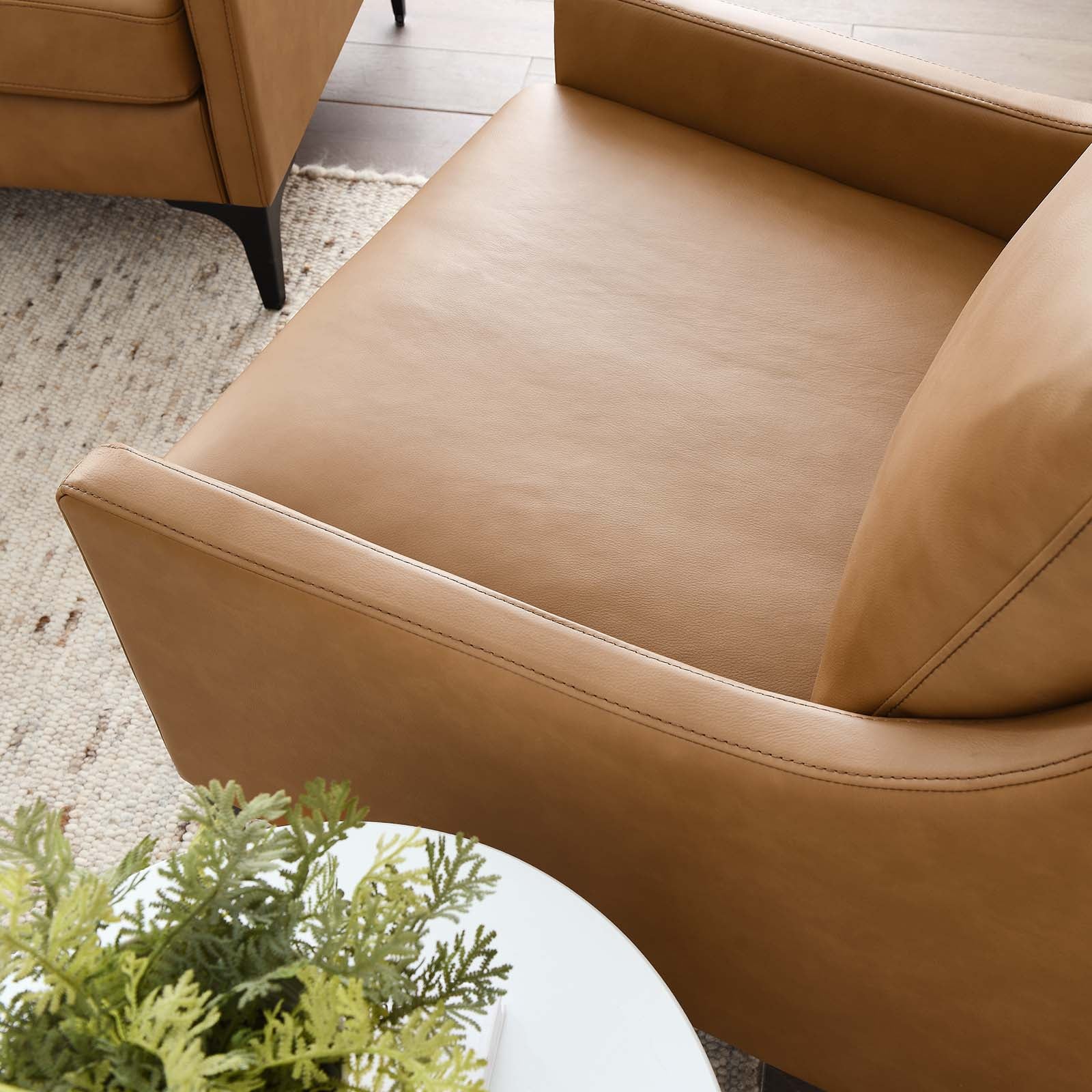 Modway Accent Chairs - Corland Leather Armchair Tan