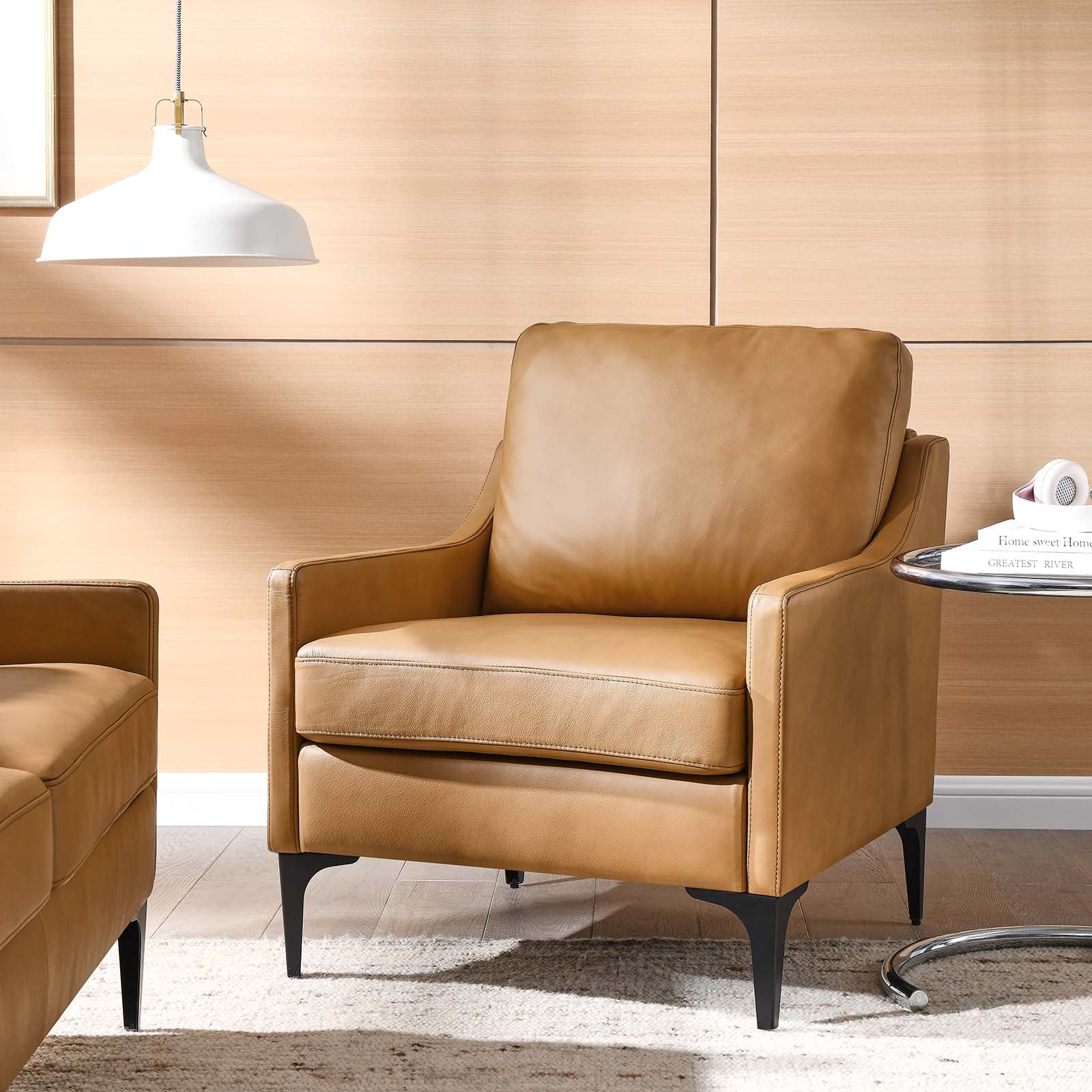 Modway Accent Chairs - Corland Leather Armchair Tan
