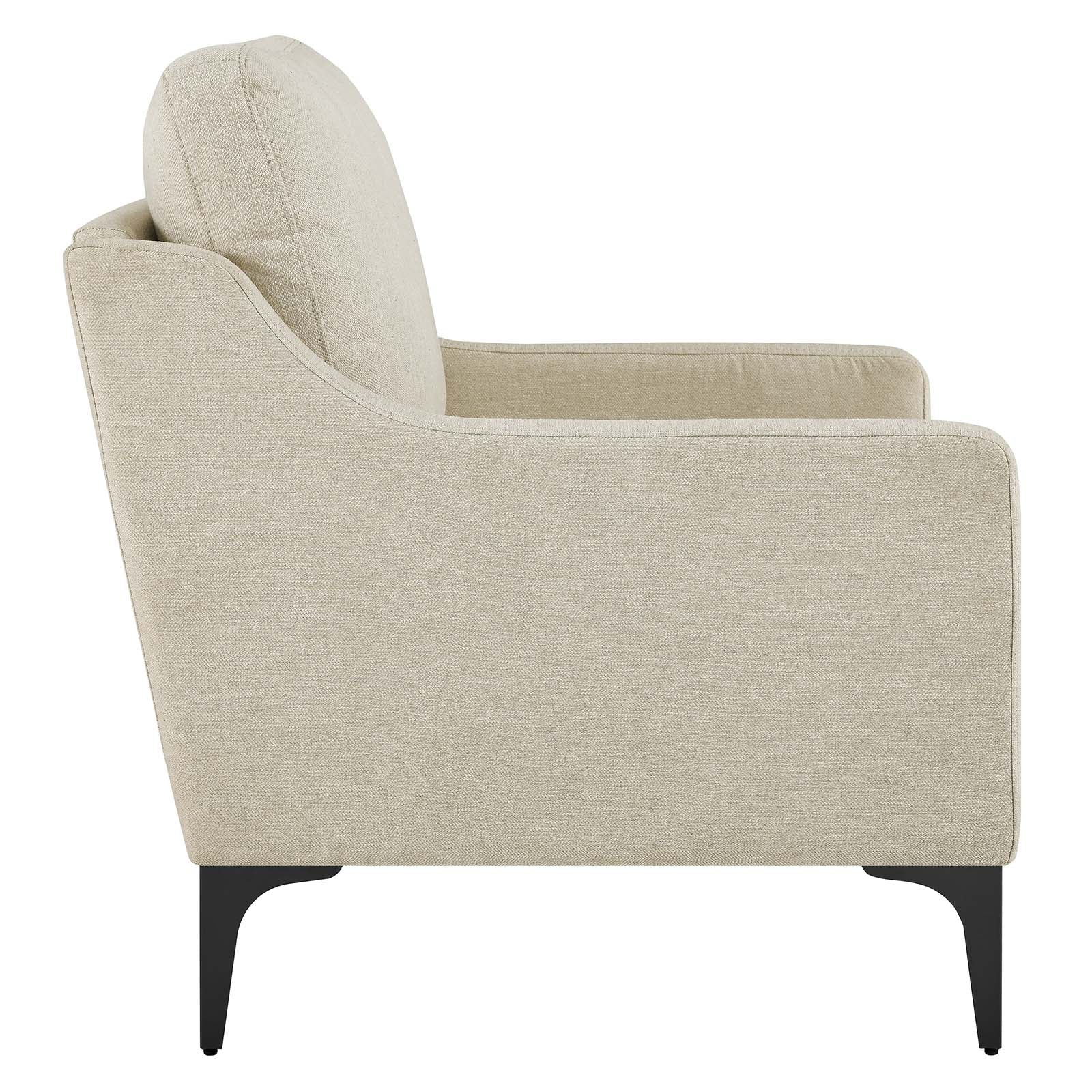 Modway Accent Chairs - Corland Upholstered Fabric Armchair Beige