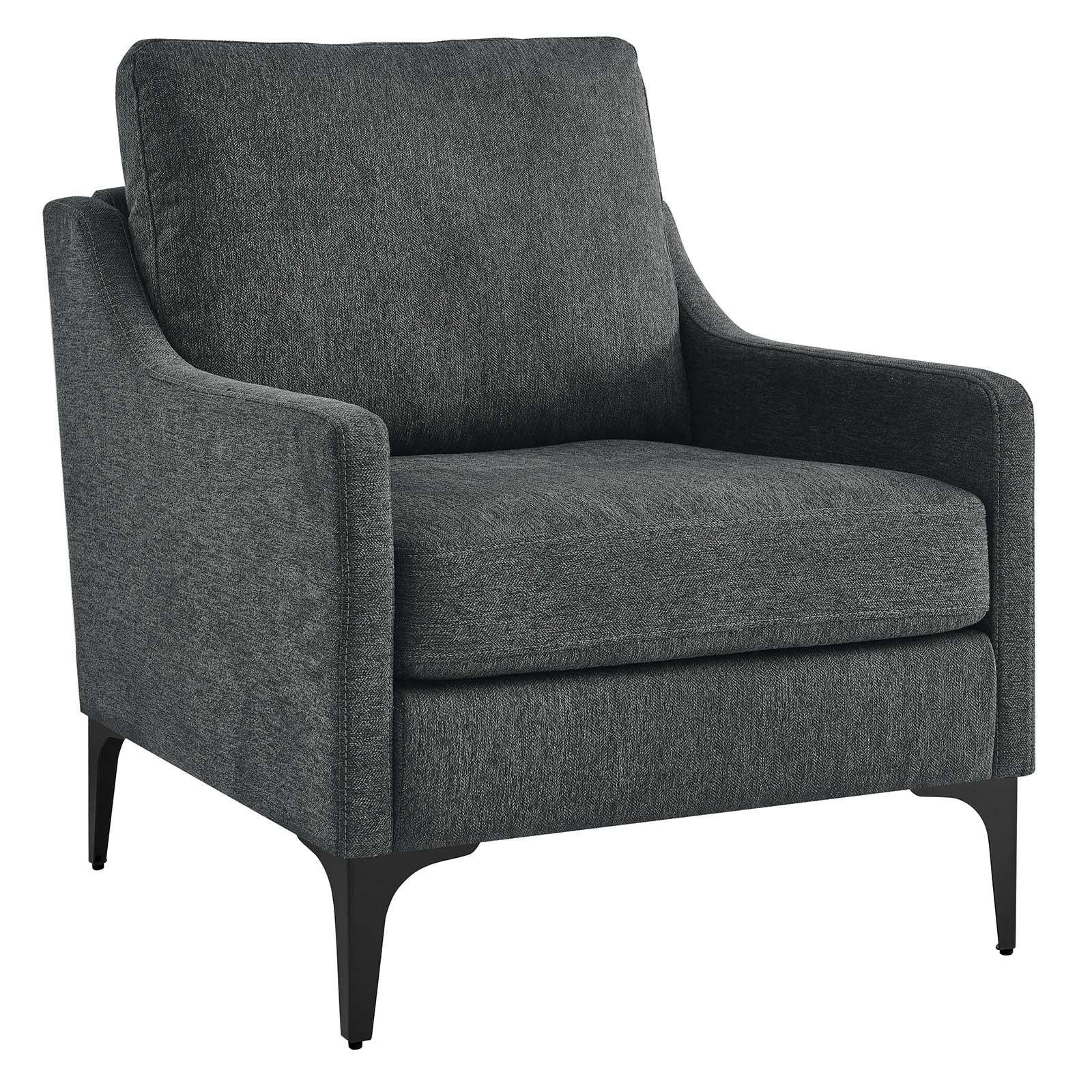 Modway Accent Chairs - Corland Upholstered Fabric Armchair Charcoal