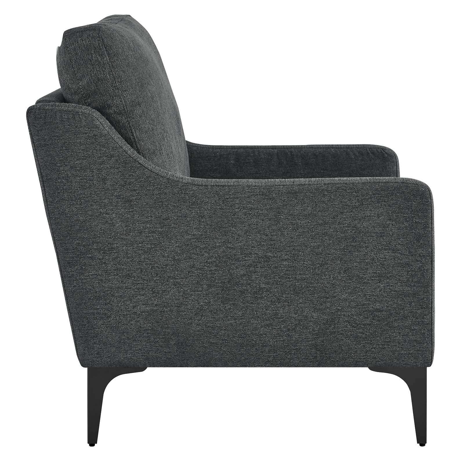 Modway Accent Chairs - Corland Upholstered Fabric Armchair Charcoal