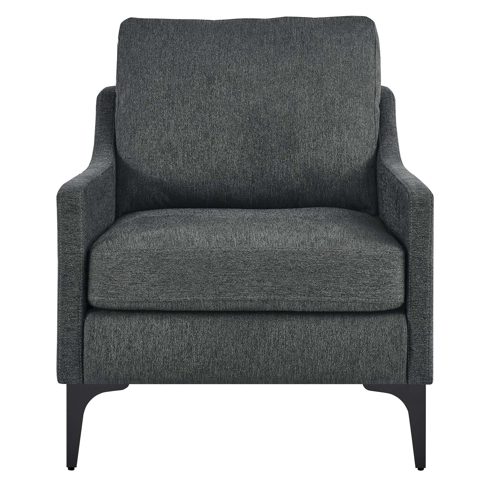 Modway Accent Chairs - Corland Upholstered Fabric Armchair Charcoal