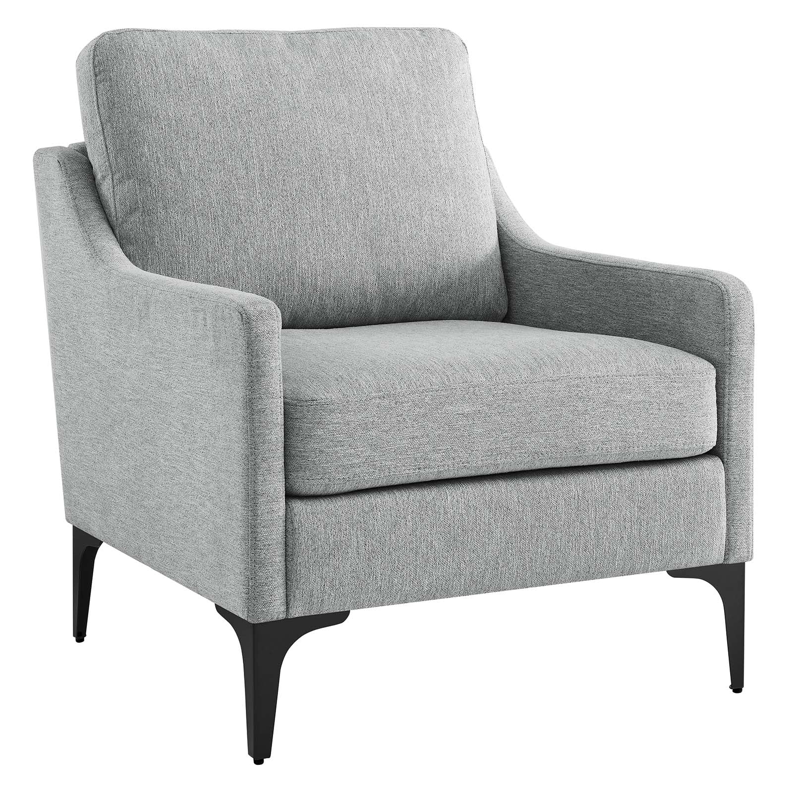 Modway Accent Chairs - Corland Upholstered Fabric Armchair Light Gray
