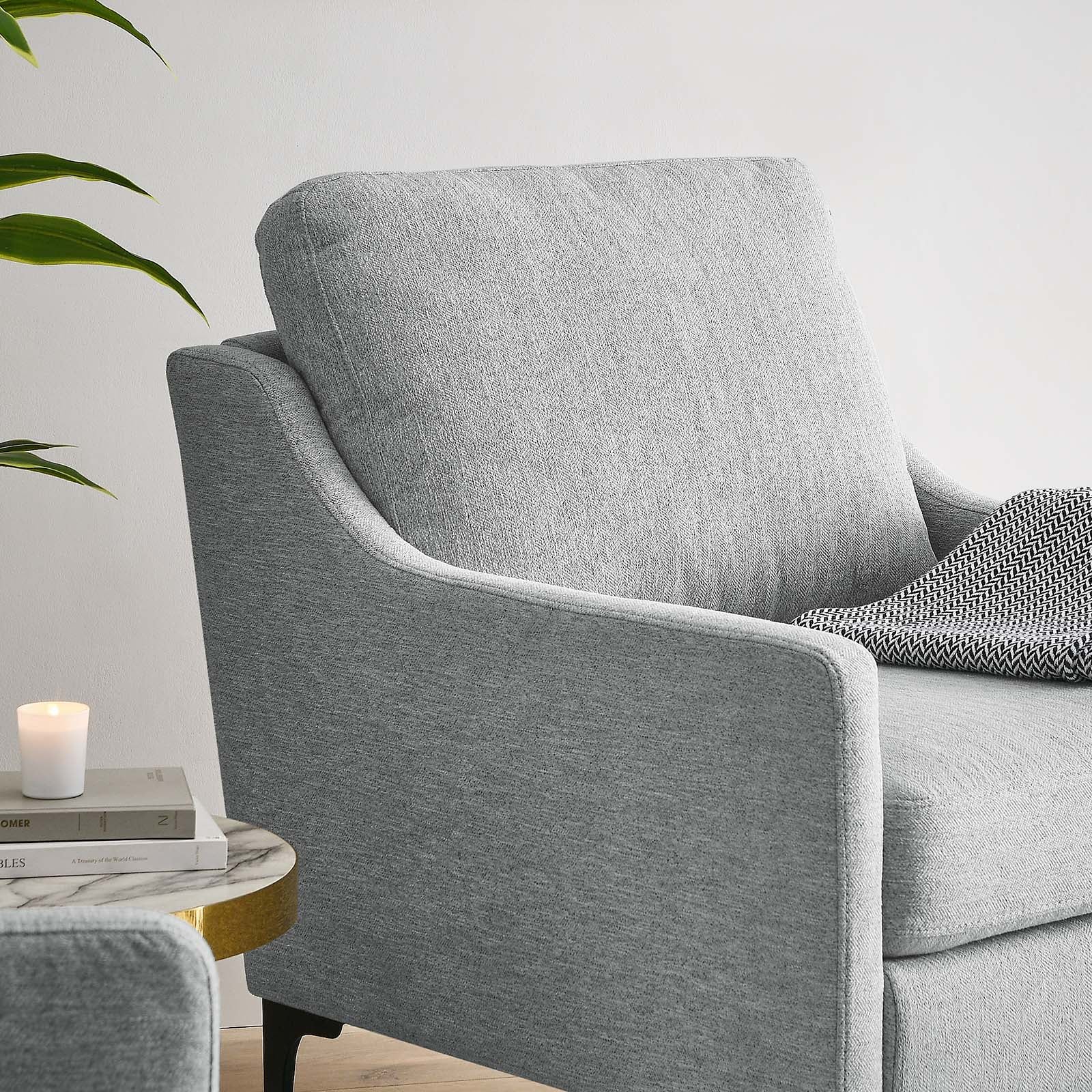 Modway Accent Chairs - Corland Upholstered Fabric Armchair Light Gray