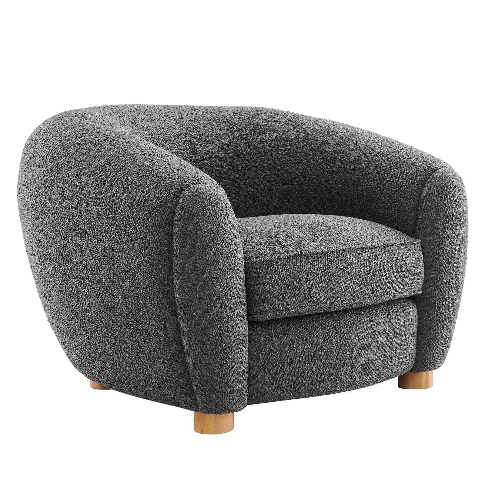 Modway Accent Chairs - Abundant Boucle Upholstered Fabric Armchair Gray